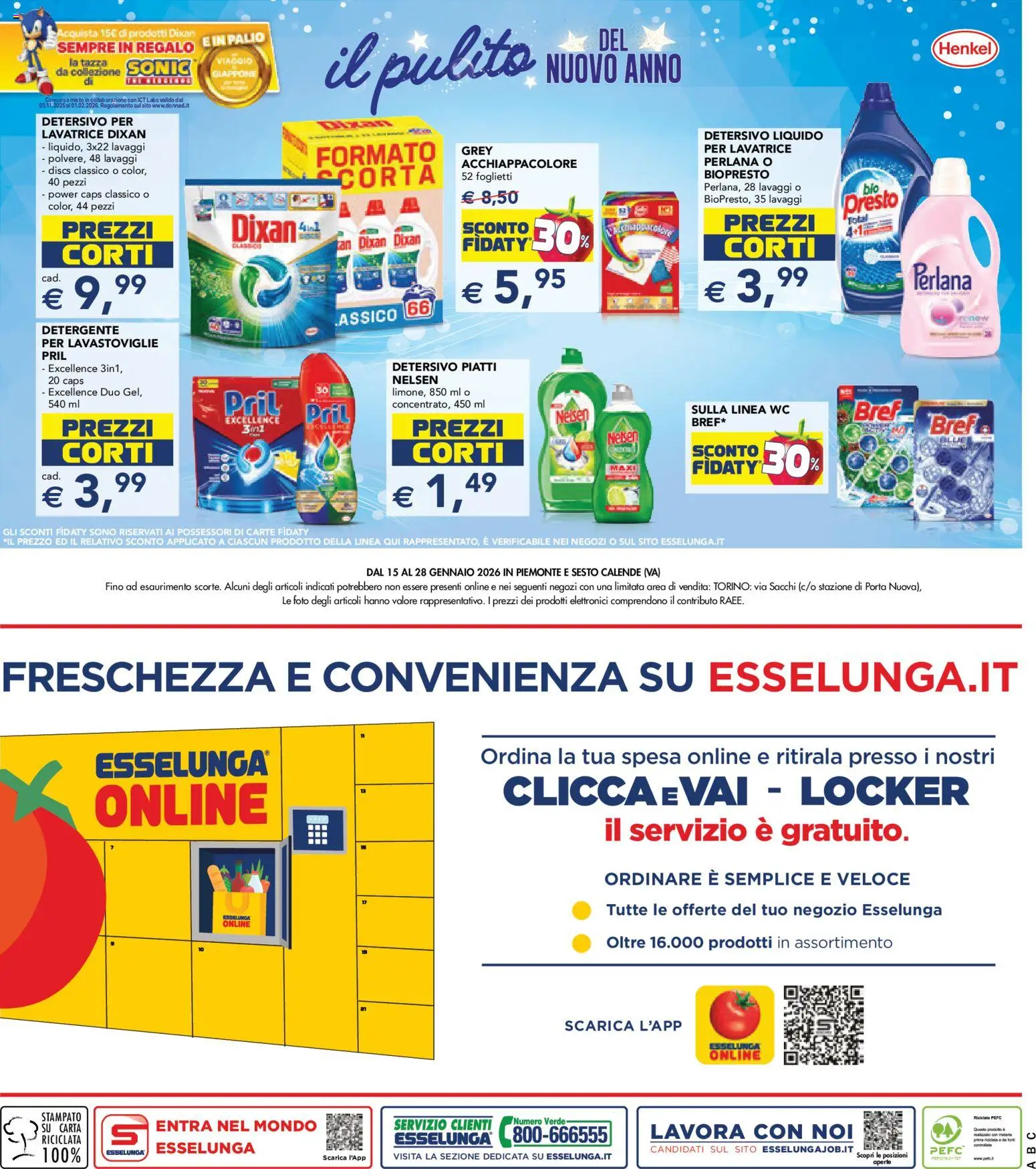 Volantino Esselunga S del 15.01.2026 | Pagina: 23 | Prodotti: Detergente, Lavatrice, Lavastoviglie, WC