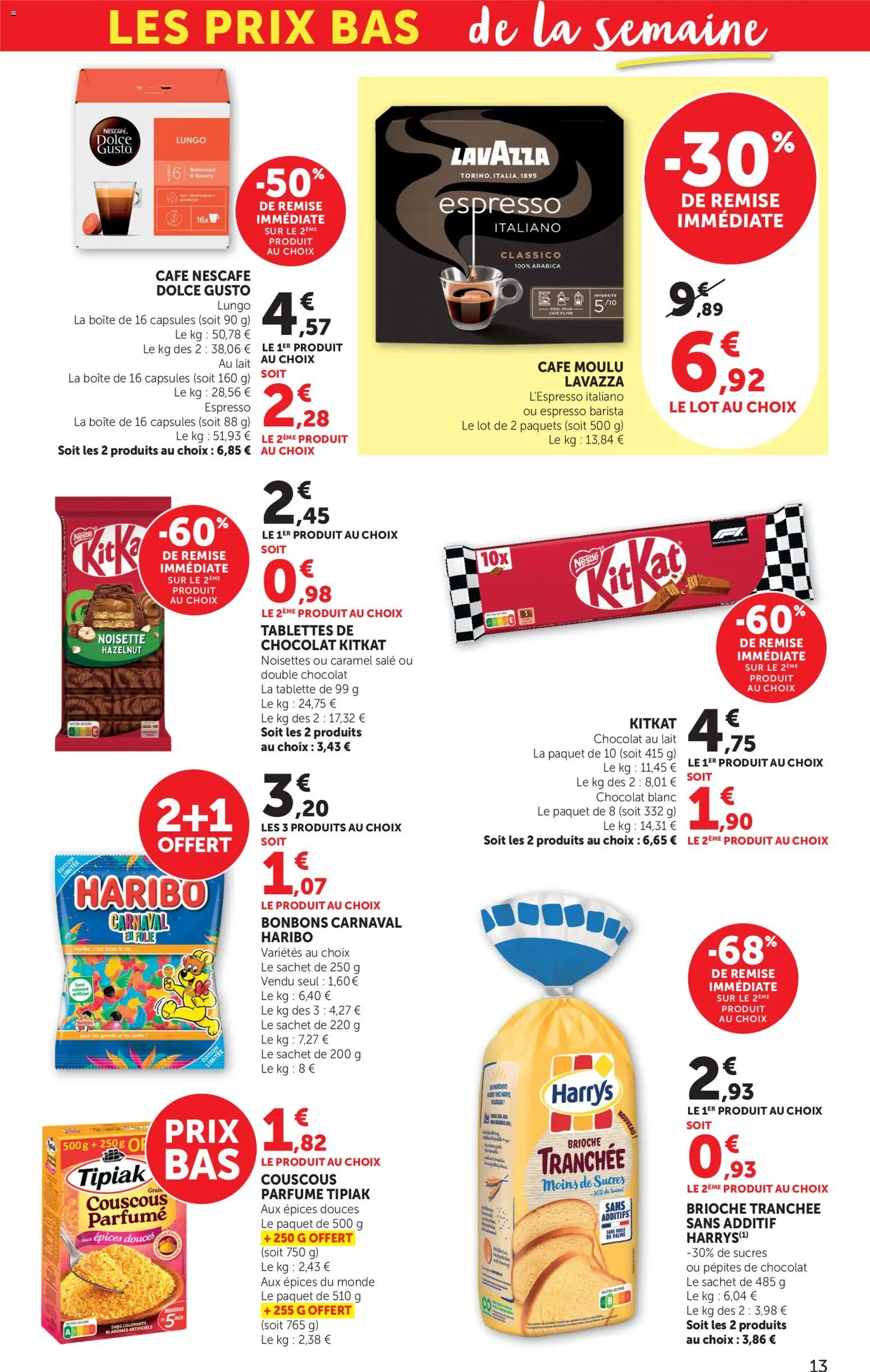 {H1} | Page: 13 | Produits: Pépites de chocolat, Tablettes de chocolat, Café, Bonbons