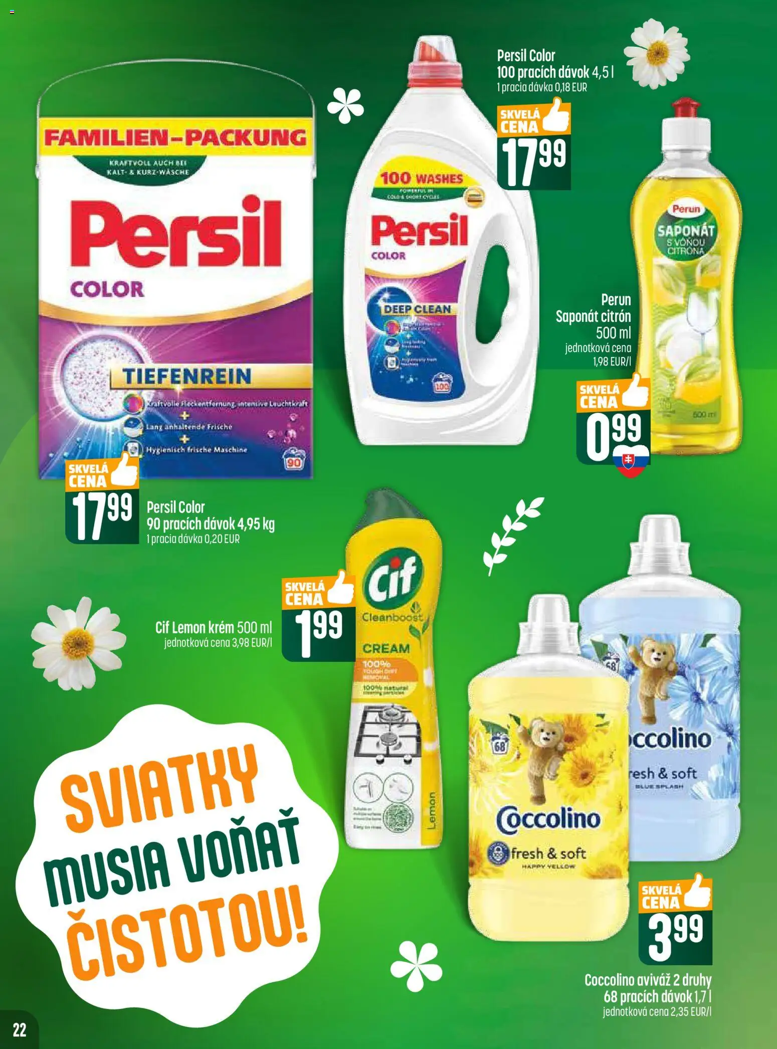 Nové COOP Jednota akcie – leták je platný od 19.03.2026 | Strana: 22 | Produkty: Persil, Aviváž, Cif, Coccolino