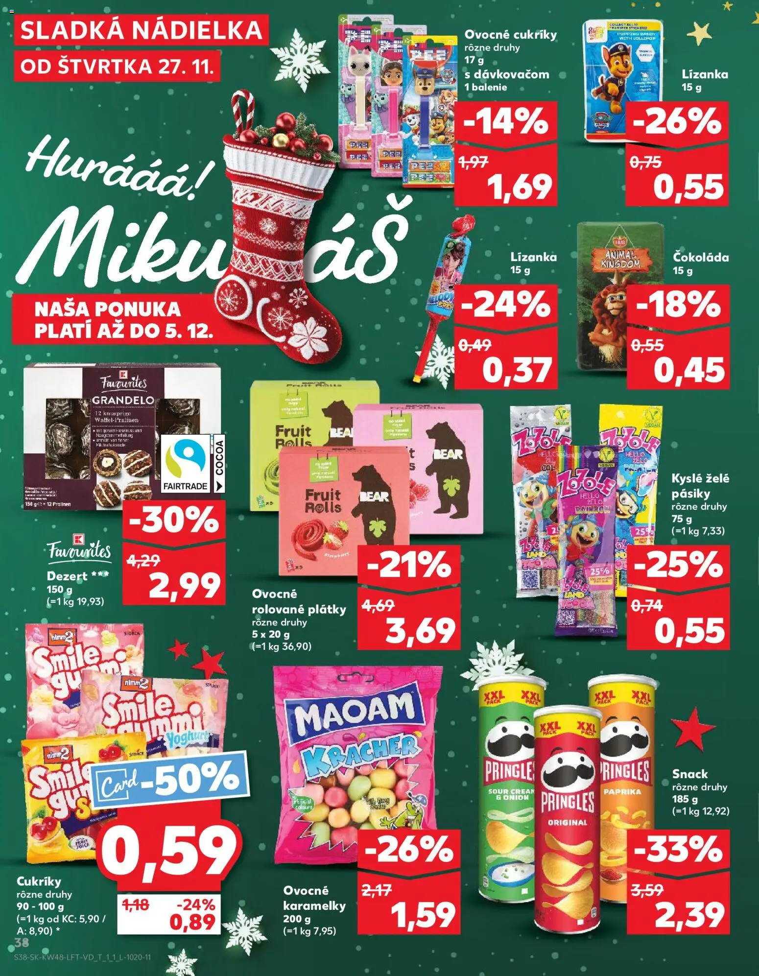 Nové Kaufland akcie – leták je platný od 27.11.2025 | Strana: 38 | Produkty: Paprika, Pringles, Čokoláda, Cukríky