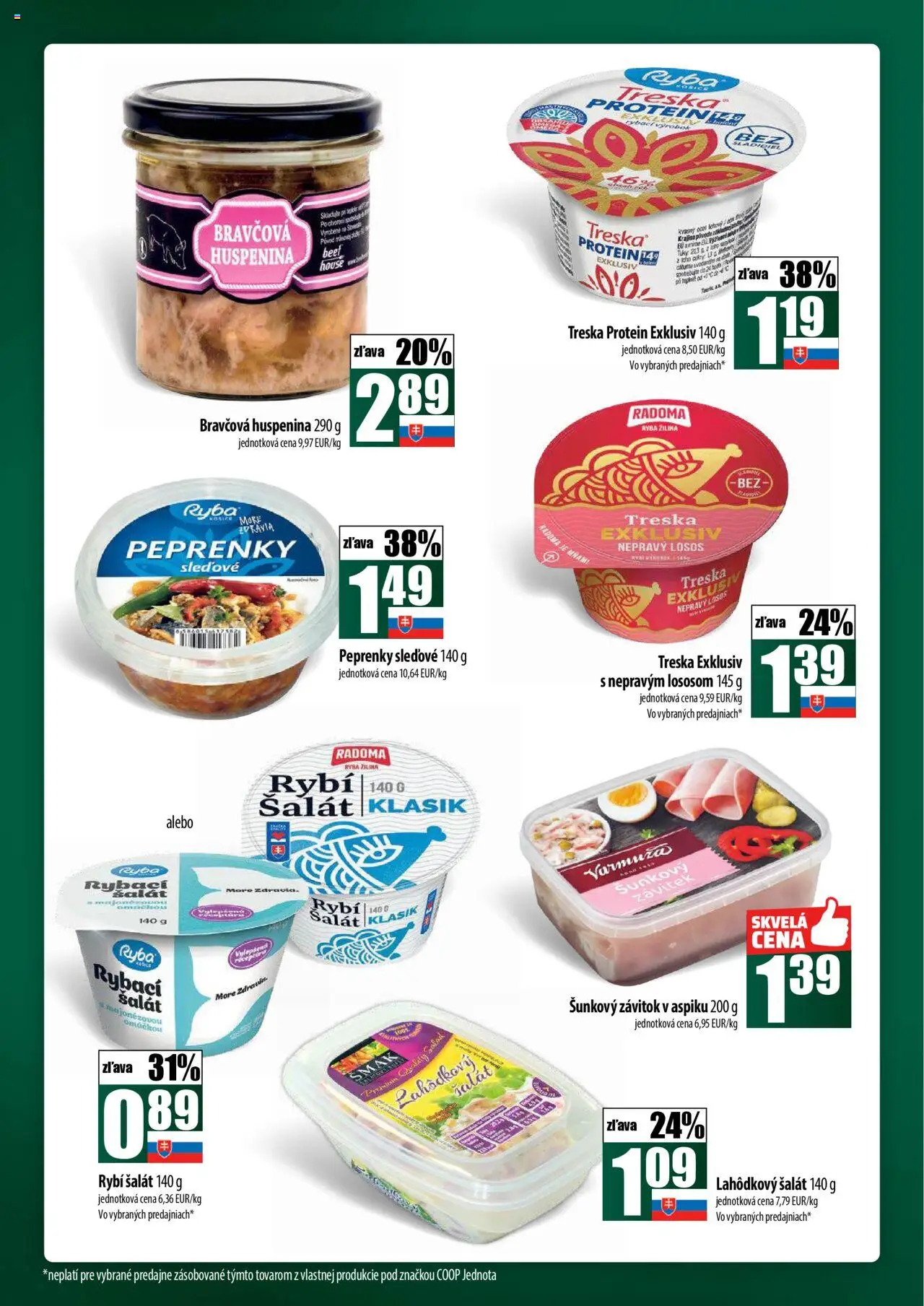 Nové COOP Jednota akcie – leták je platný od 02.10.2025 | Strana: 18 | Produkty: Ryba, Losos, Šalát, Treska