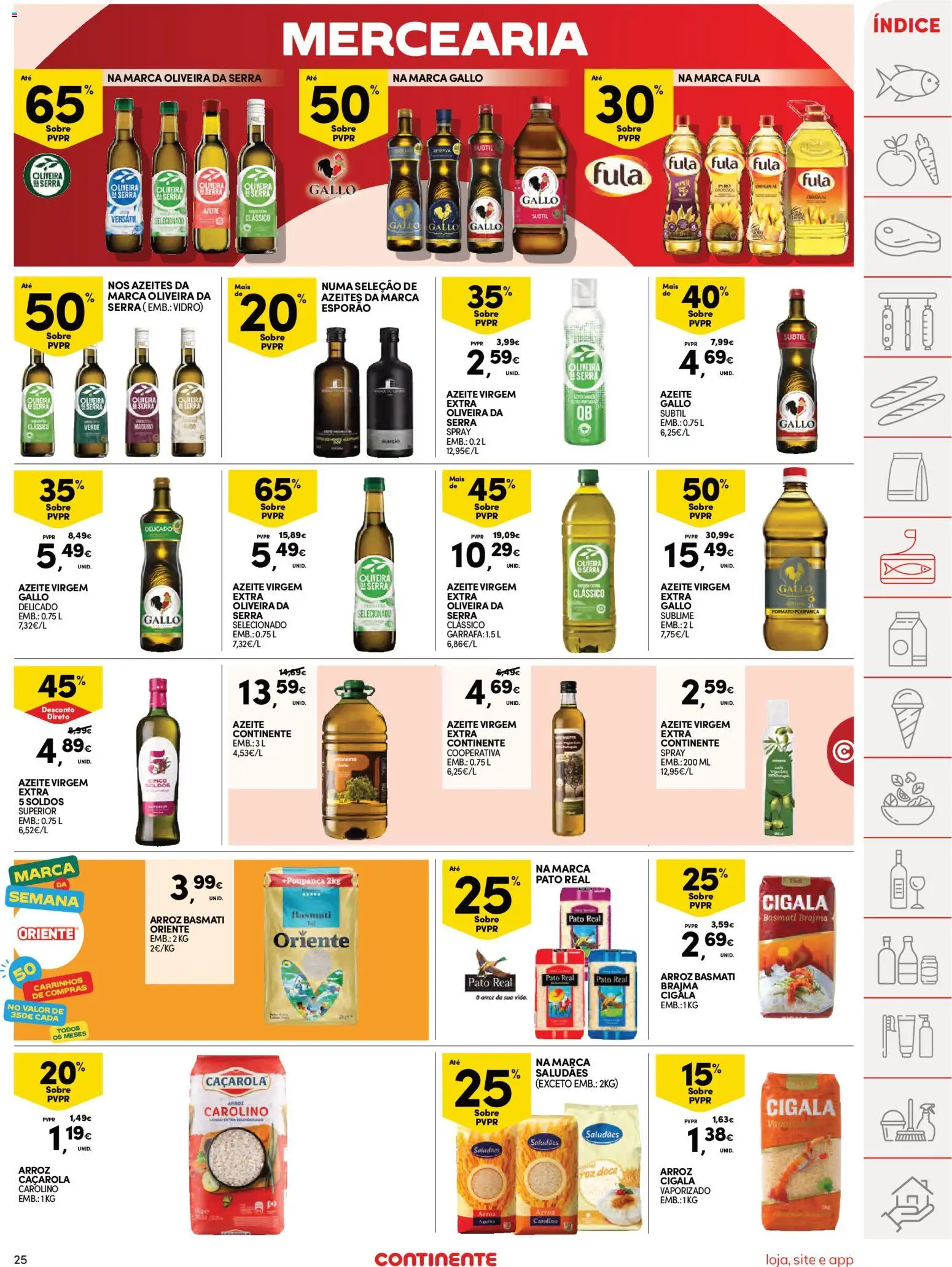 Continente Semanal Continente Bom Dia │ válido de 24.03.2026 | Página: 25 | Produtos: Azeite, Arroz basmati, Arroz