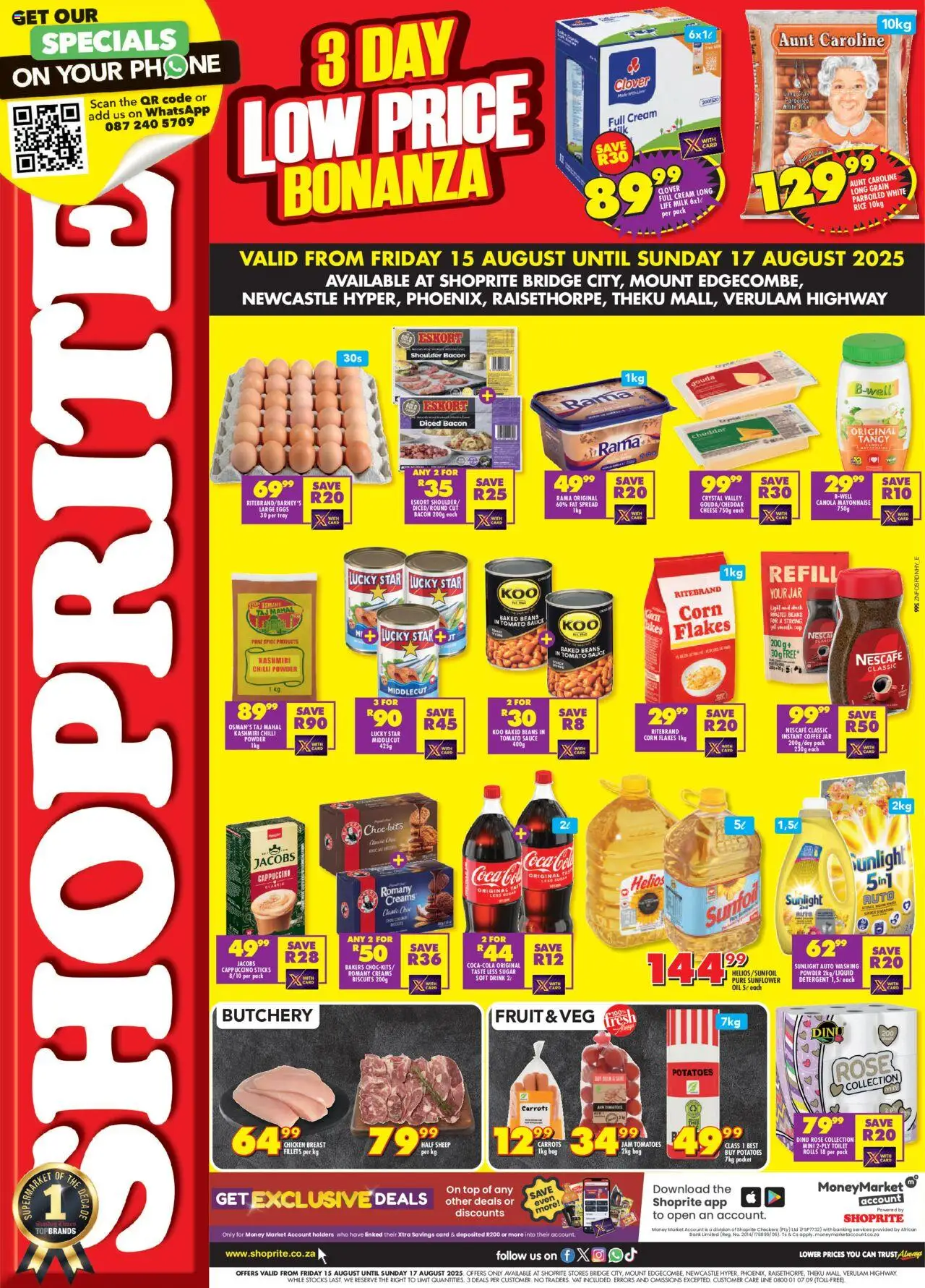 Shoprite KwaZulu-Natal - Low Price Bonanza Exclusive │ valid from 15.08.2025 | Page: 1 | Products: Biscuits, Rice, Carrots, Sugar