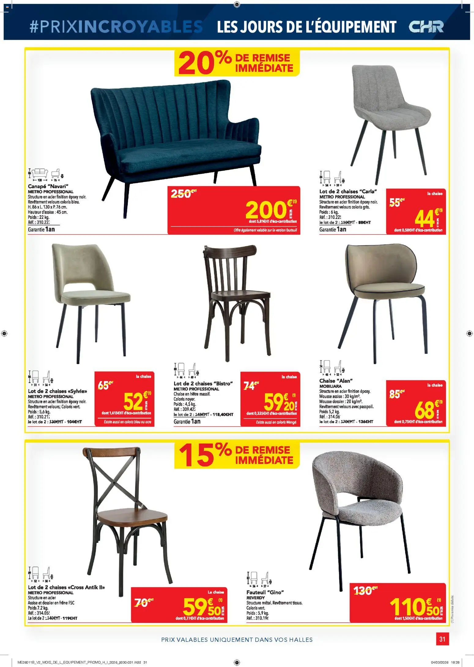 {H1} | Page: 31 | Produits: Poids, Canapé, Fauteuil, Chaise