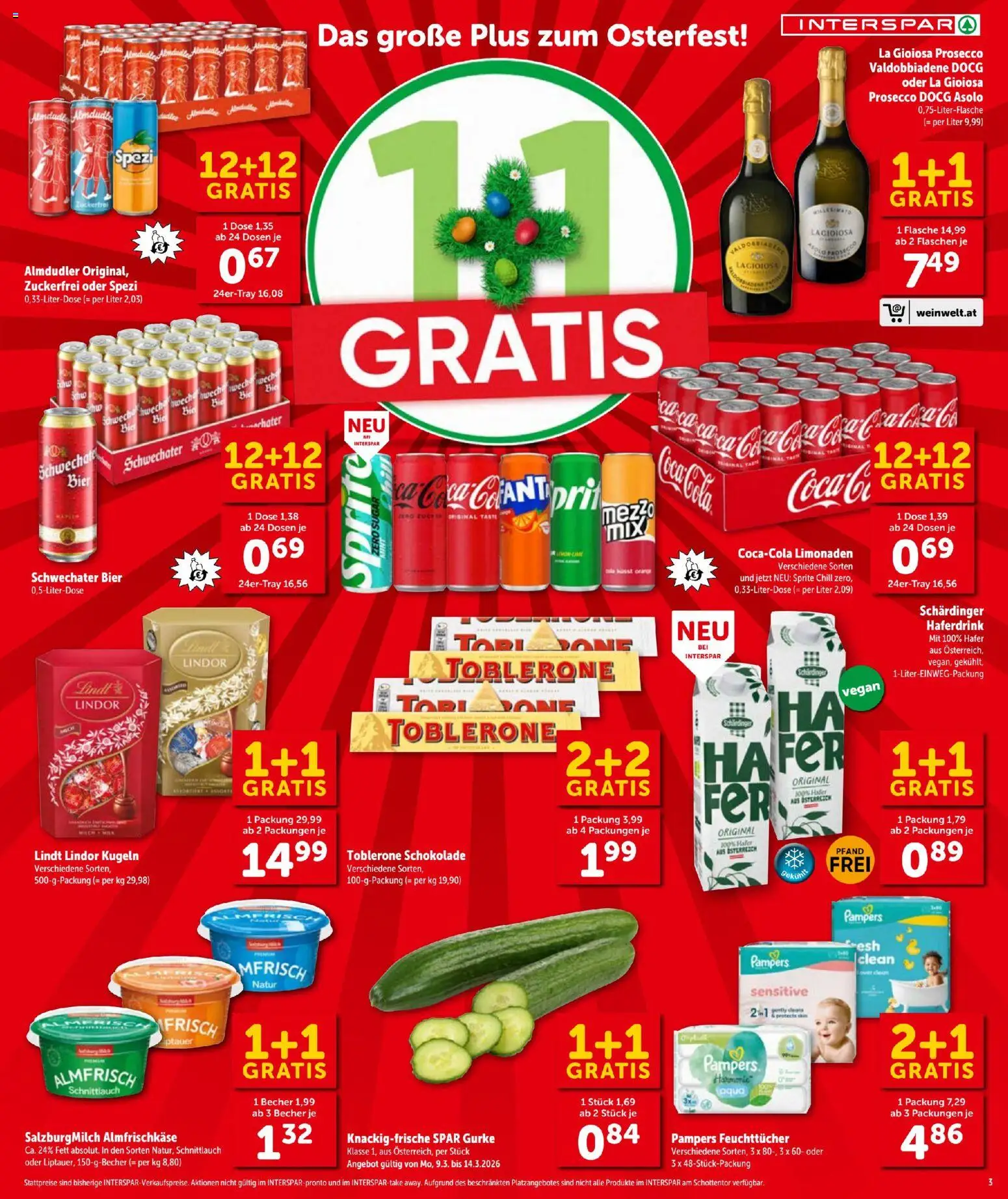 Interspar - Flugblatt gültig ab 12.03.2026 | Seite: 3 | Produkte: Pampers, Schokolade, Bier