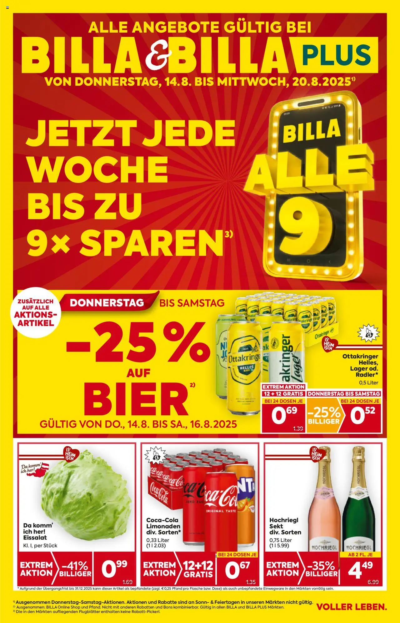 Billa AT akciós ujság - amely érvényes a következő dátumtól: 14.08.2025 | Oldal: 1