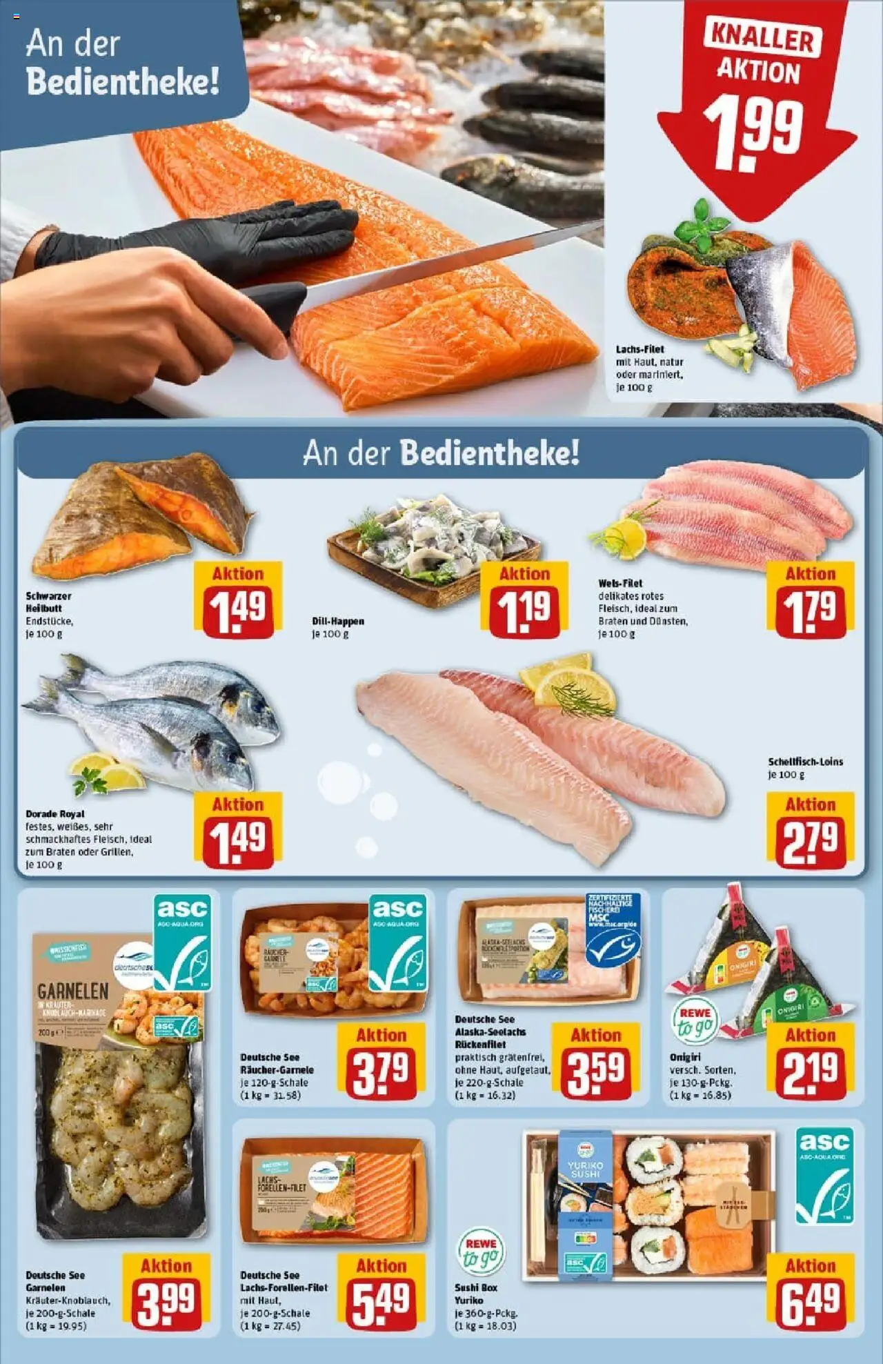 Rewe prospekt Bielefeld	 – gültig ab 19.10.2025 | Seite: 14 | Produkte: Dorade, Garnelen, Lachs, Dill