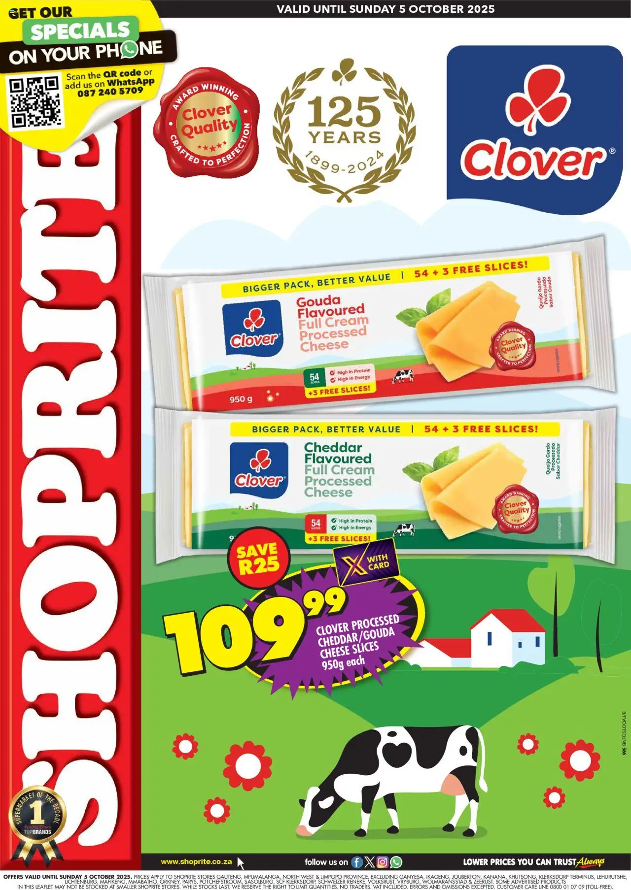 New Shoprite catalogue – valid from 25.09.2025 | Page: 1 | Products: Phone, Detergente líquido, Cheese, Cream
