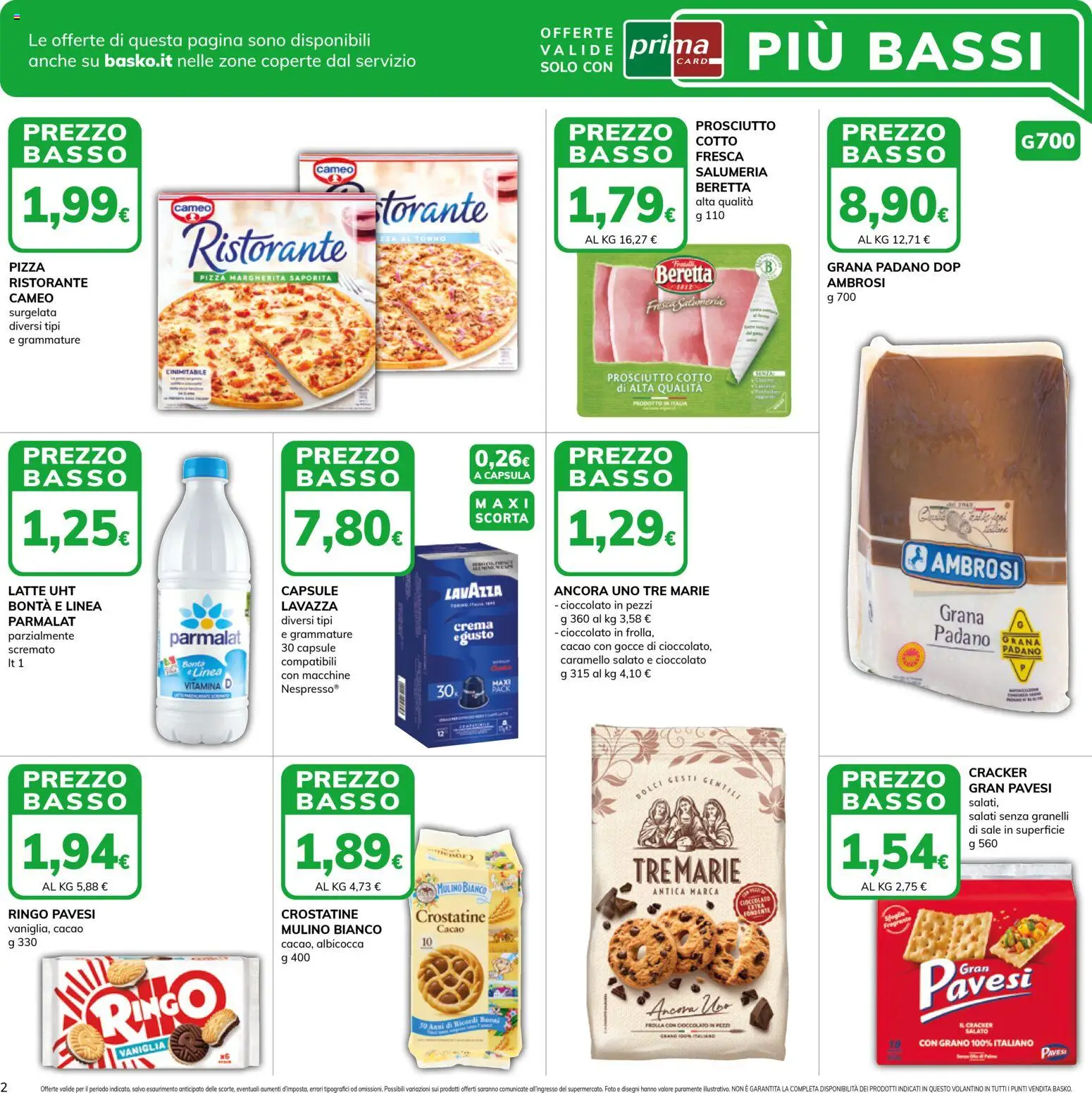 Volantino Basko del 10.03.2026 | Pagina: 2 | Prodotti: Crema, Sale, Grana Padano, Cacao