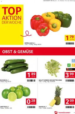 Transgourmet Flugblatt ab 20.10.2025 gültig | Seite: 11 | Produkte: Gemüse, Obst, Ananas