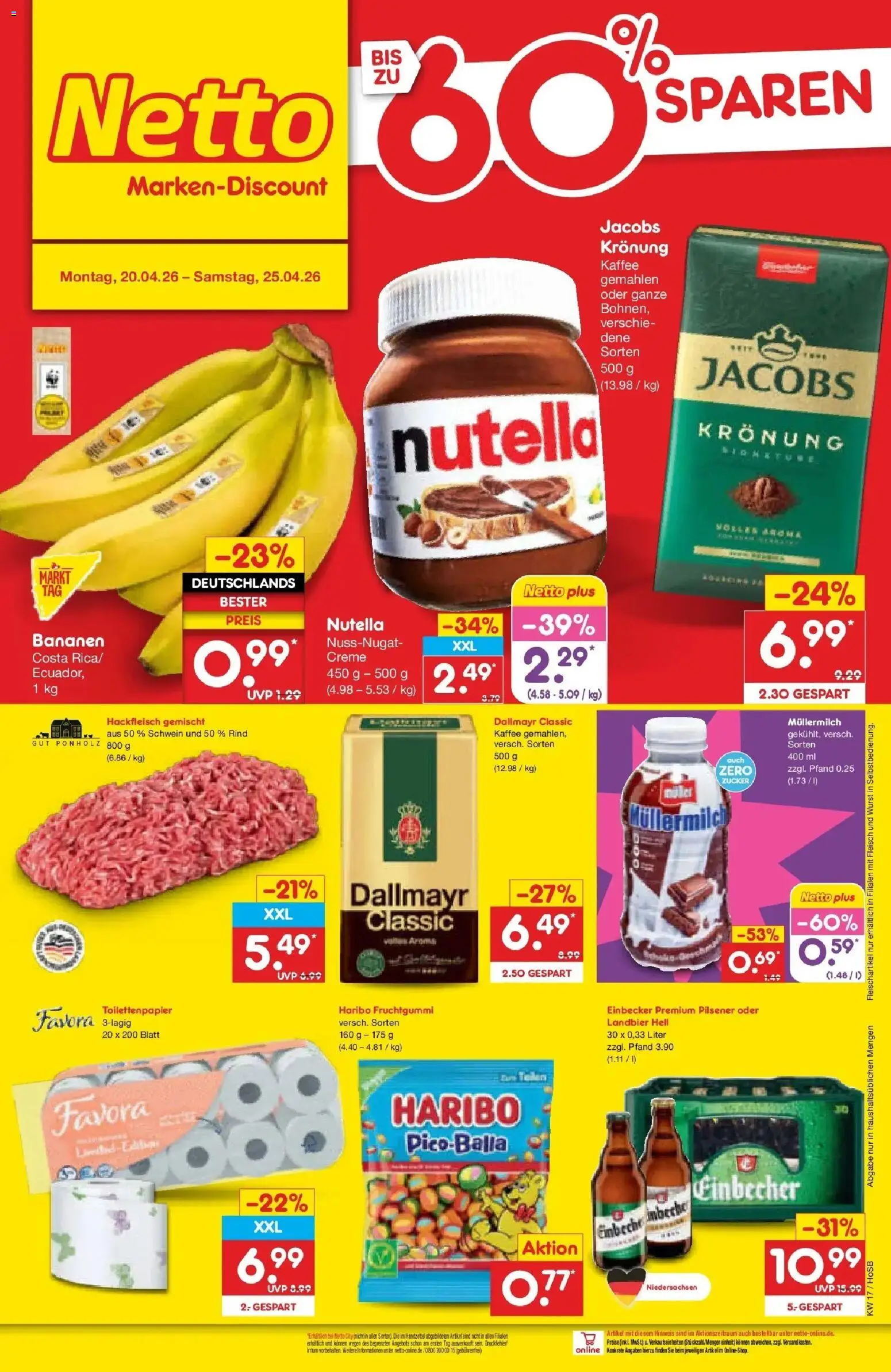 Netto Marken-Discount Prospekt Hannover	 – gültig ab 20.04.2026 | Seite: 57 | Produkte: Kaffee, Creme, Fleisch, Toilettenpapier