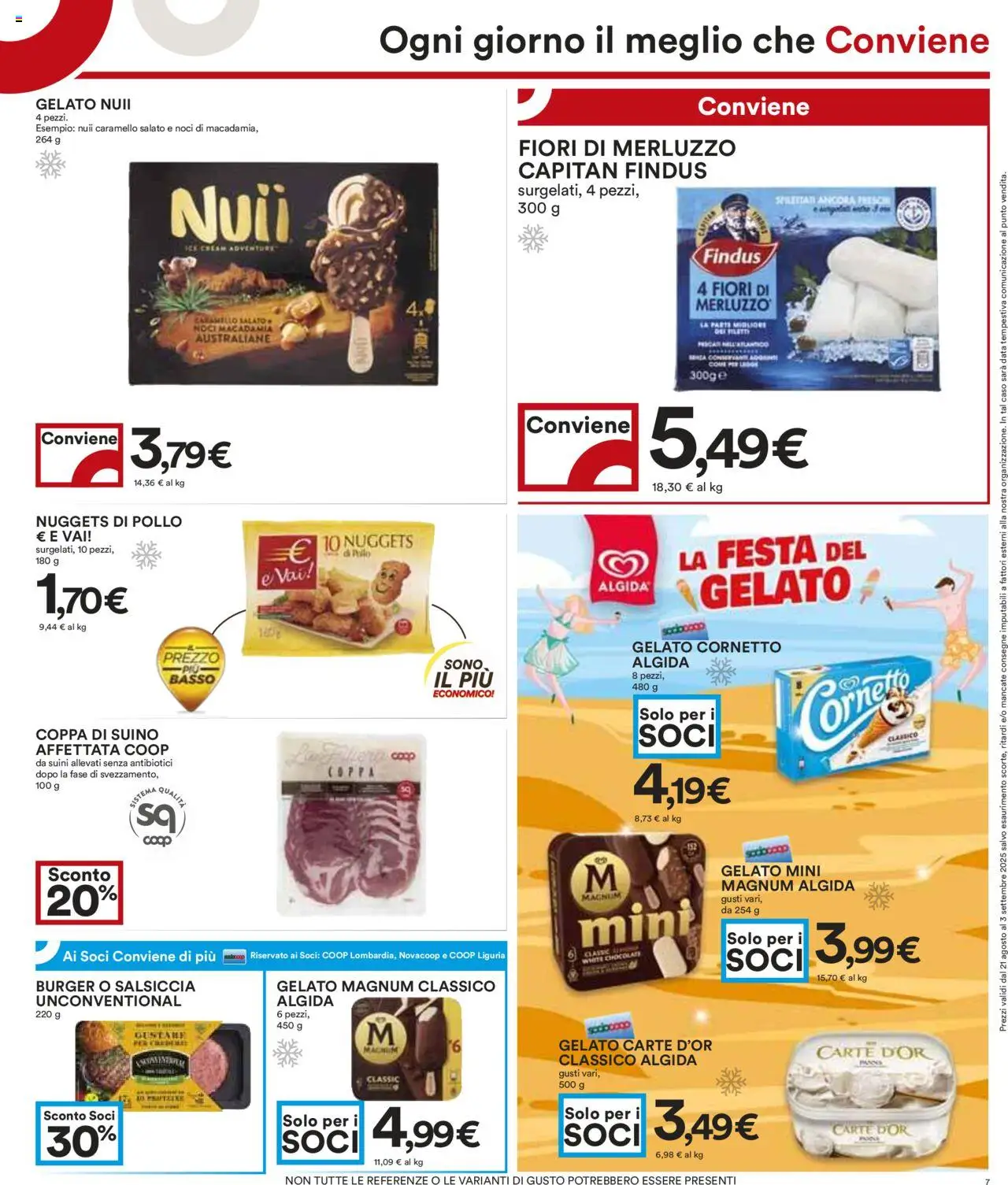 Volantino COOP del 21.08.2025 | Pagina: 7 | Prodotti: Pollo, Cornetto, Gelato, Noci