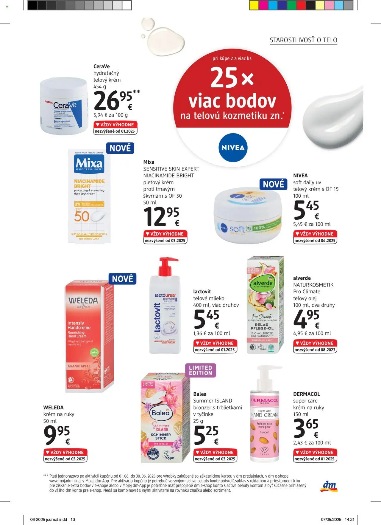 dm drogerie Journal Jún 2025 │ platný od 01.06.2025 | Strana: 13 | Produkty: Nivea, Telové mlieko, Telový krém, Krém