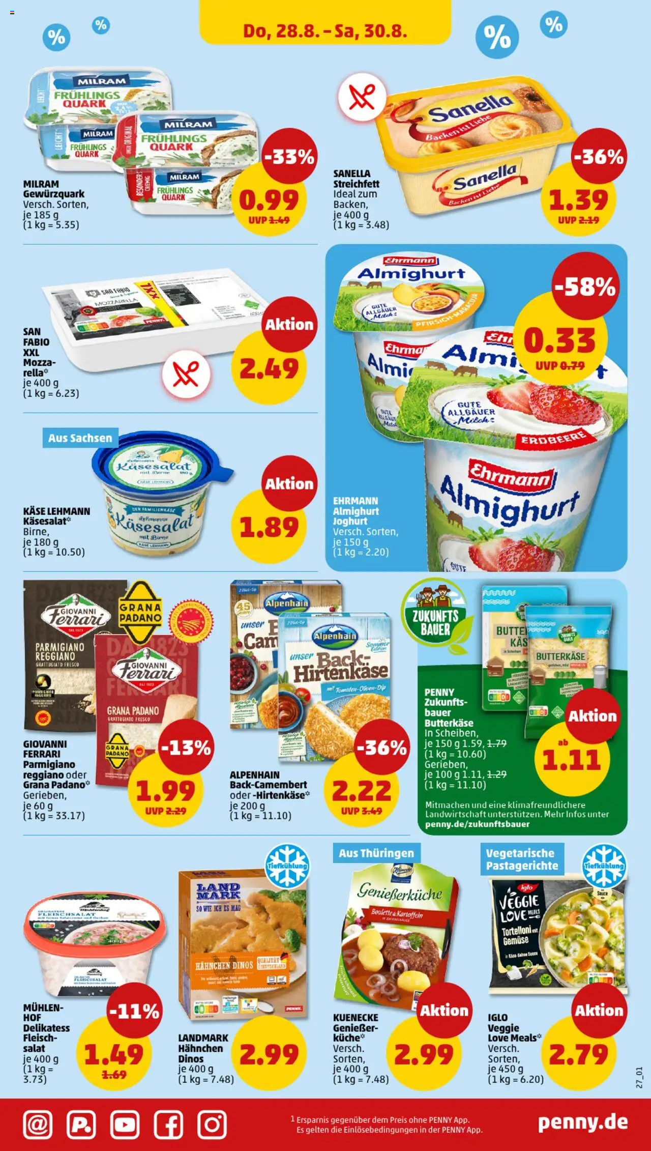 Penny Prospekt 	 - gültig ab dem 25.08.2025 | Seite: 27 | Produkte: Mozzarella, Küche, Sanella, Fleisch