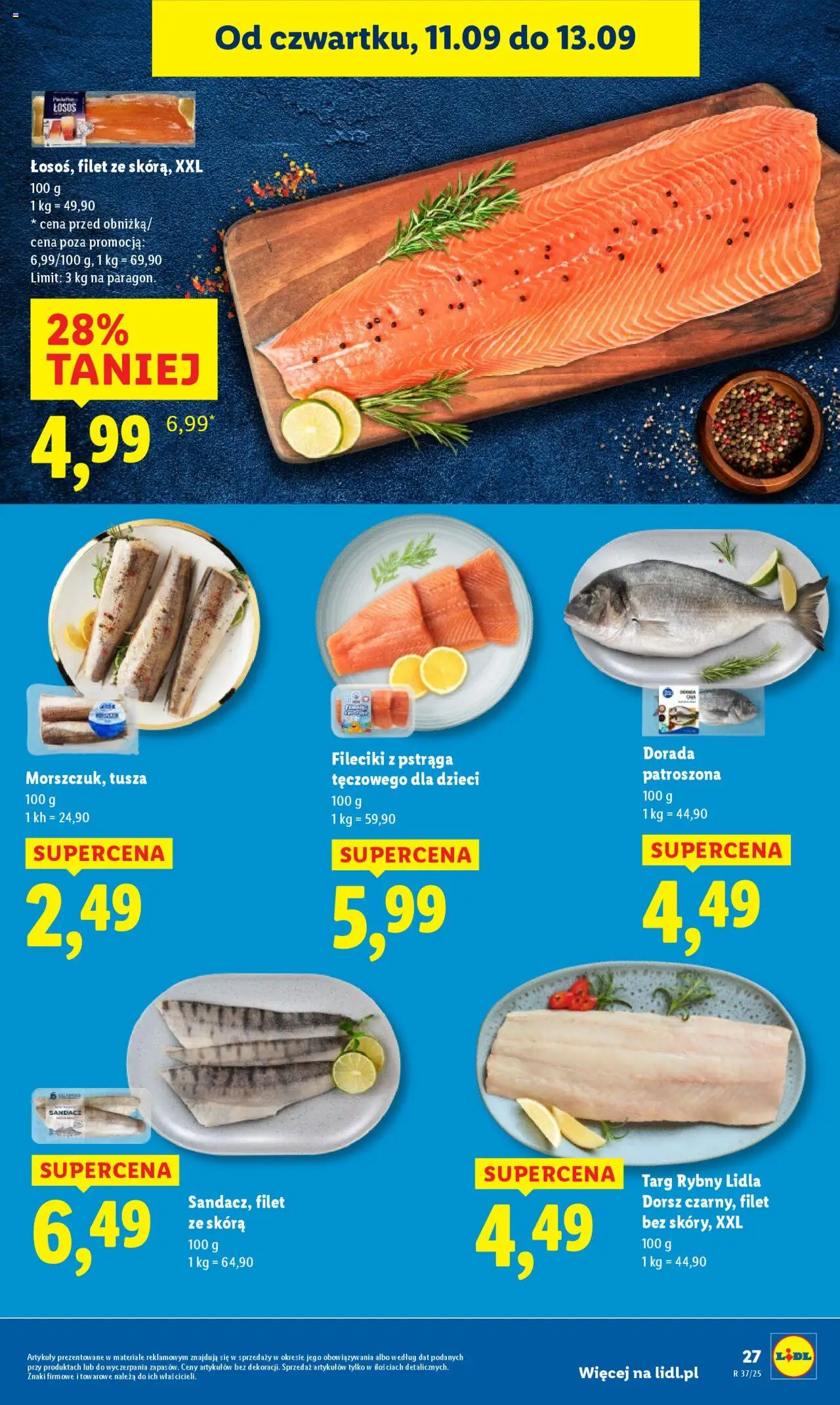 Lidl Gazetka od 11.09.2025 | Strona: 29 | Produkty: Sandacz, Dorsz, Łosoś, Dorada