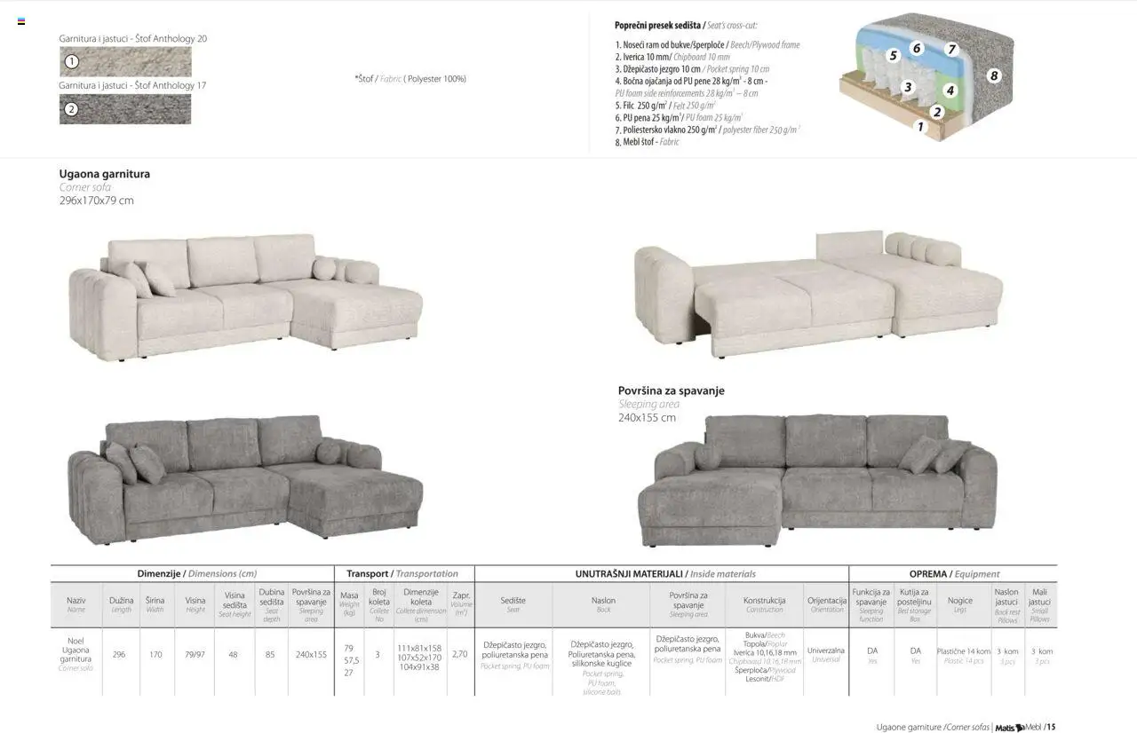 Matis katalog - važi od 01.01.2025 | Strana: 17 | Proizvode: Sofa, Kutija, Ugaona garnitura
