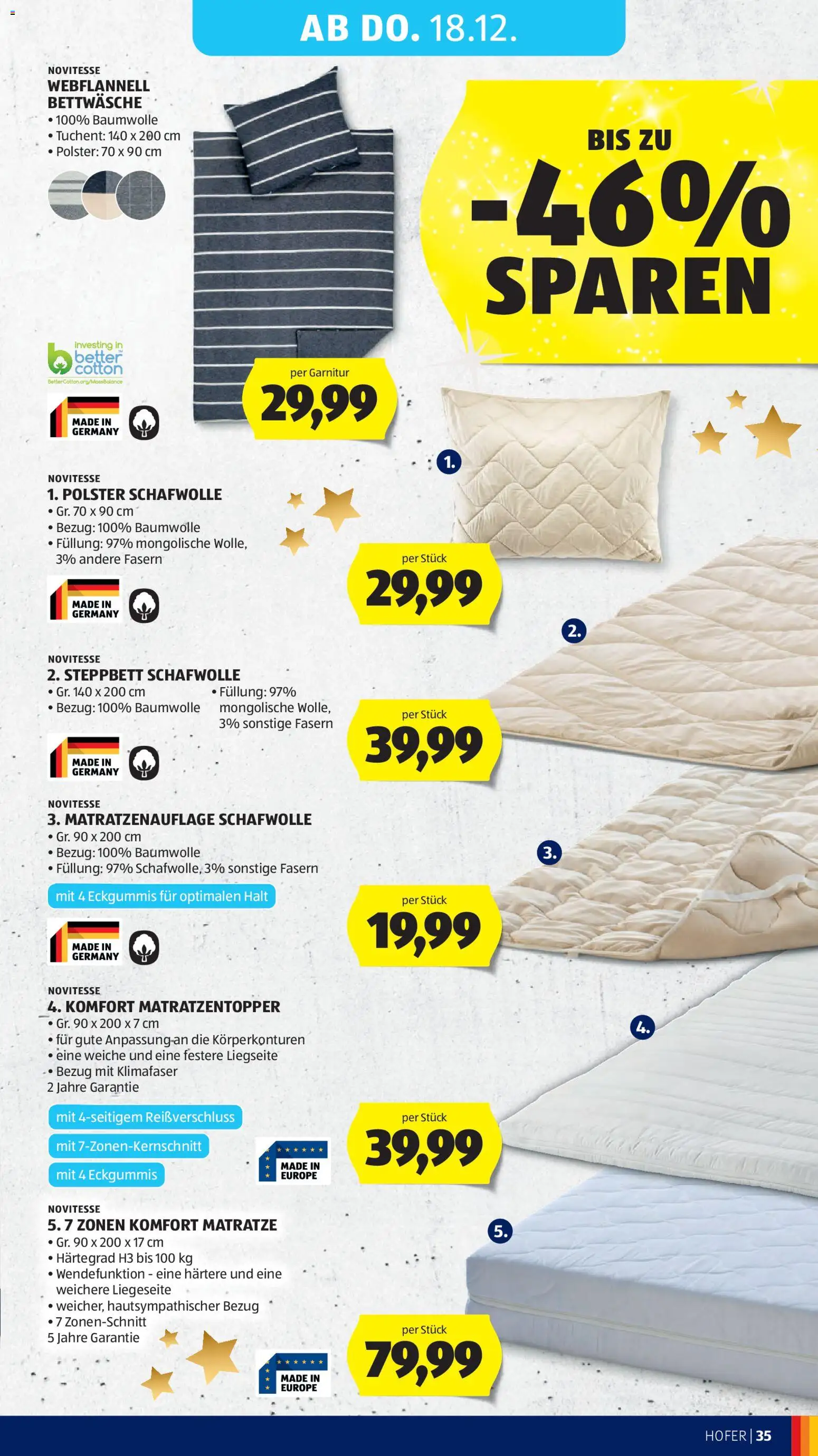 Hofer Flugblatt gültig ab 12.12.2025 | Seite: 47 | Produkte: Matratze