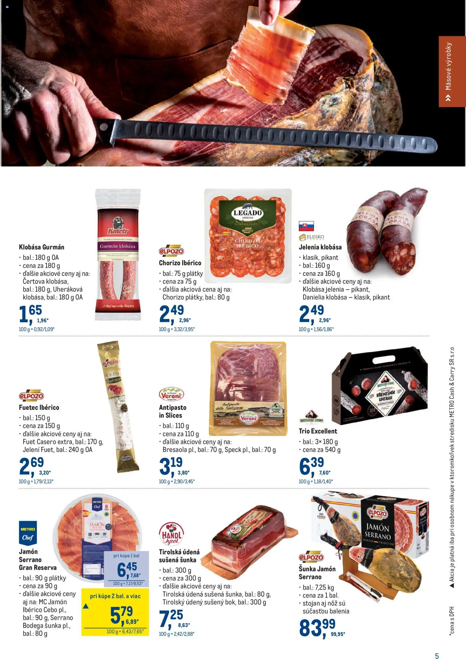 Nové Metro akcie – leták je platný od 11.03.2026 | Strana: 5 | Produkty: Šunka, Klobása
