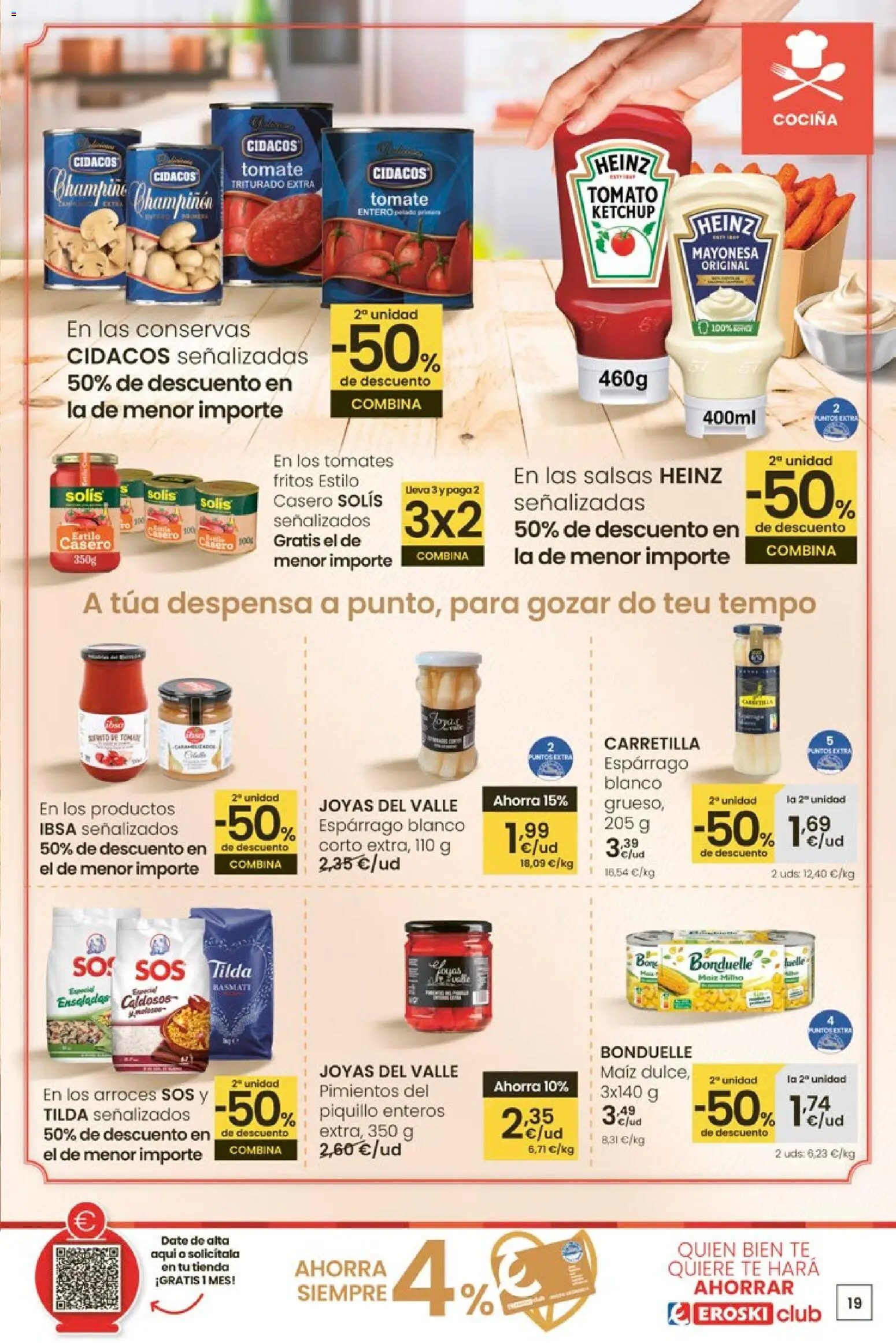 Eroski - Oferta │ válido desde el 12.03.2026 | Página: 19 | Productos: Tomates, Té, Οθόνη προβολής, Cocina
