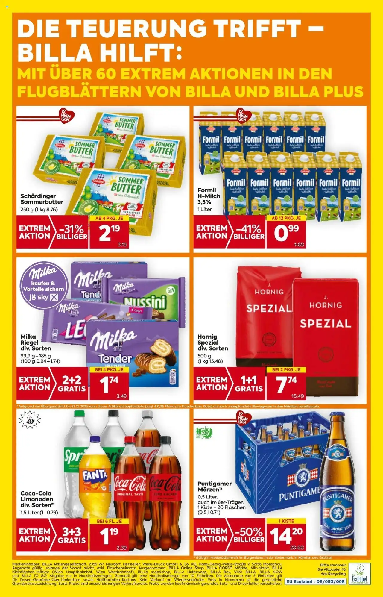 Billa Flugblatt - Maria Rain, Patergassen, Villach gültig ab 09.10.2025 | Seite: 20 | Produkte: Zucker, Butter, Bier