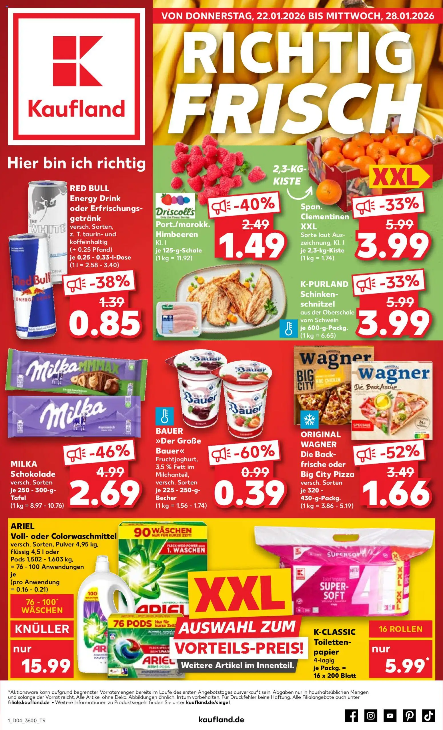 Kaufland prospekt Zeitz	 – gültig ab 22.01.2026 | Seite: 1 | Produkte: Himbeeren, Red bull, Schokolade, Pizza