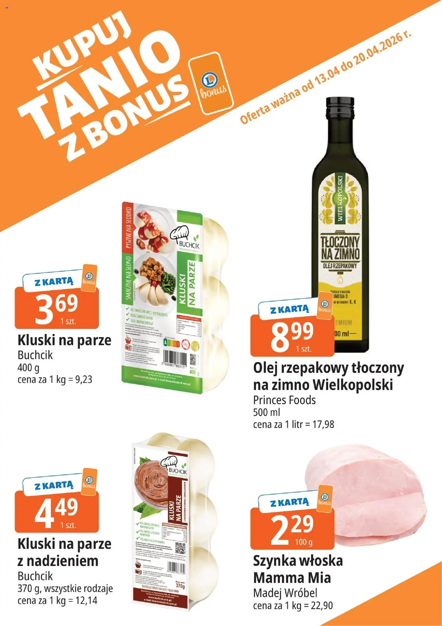 E.Leclerc gazetka - Elbląg kupony dodatkowe od 13.04.2026 | Strona: 8 | Produkty: Karta, Olej rzepakowy, Olej, Jaja
