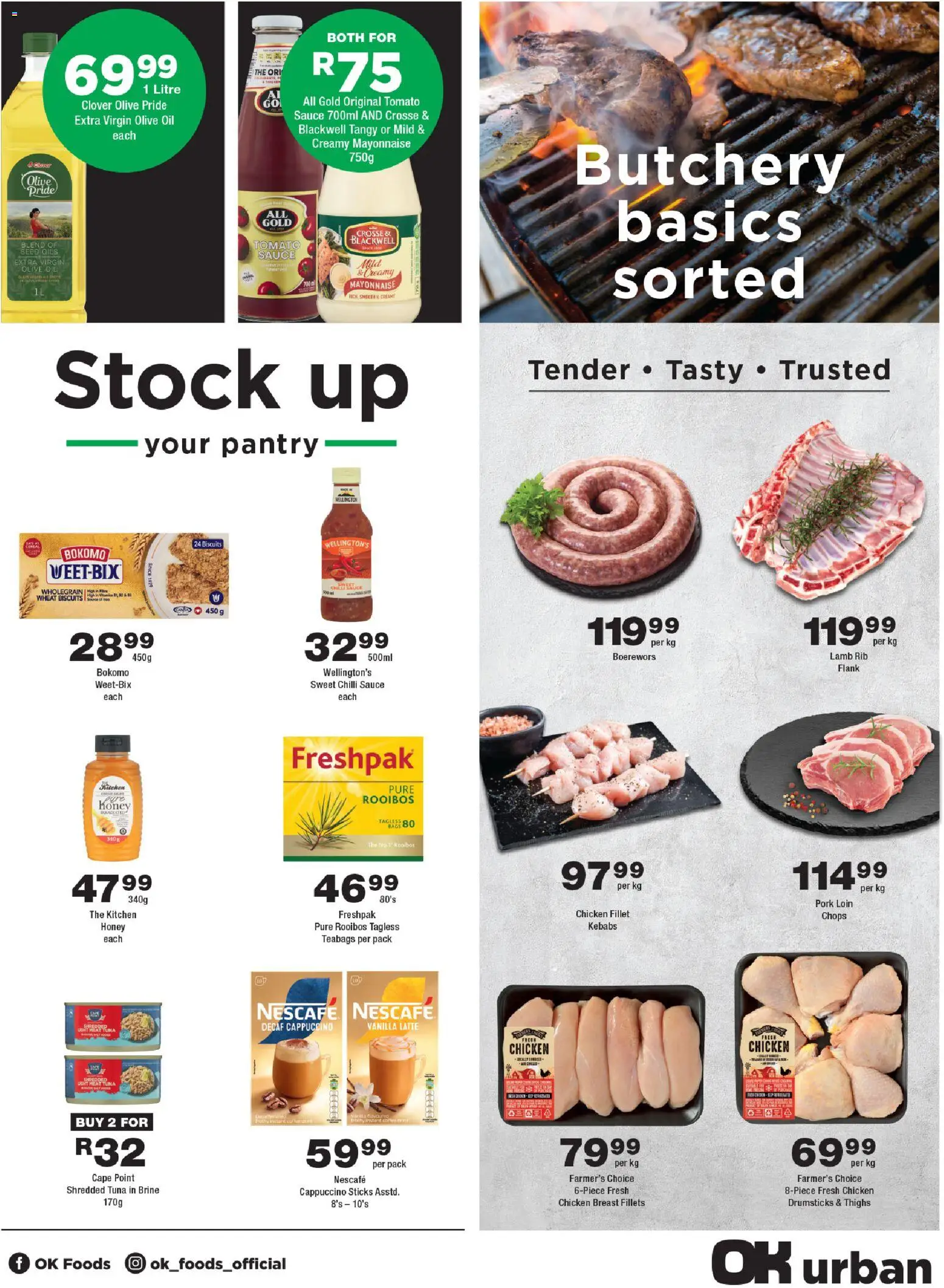 New OK Foods catalogue – valid from 25.11.2025 | Page: 3 | Products: Tuna, Biscuits, Stock, Sauce
