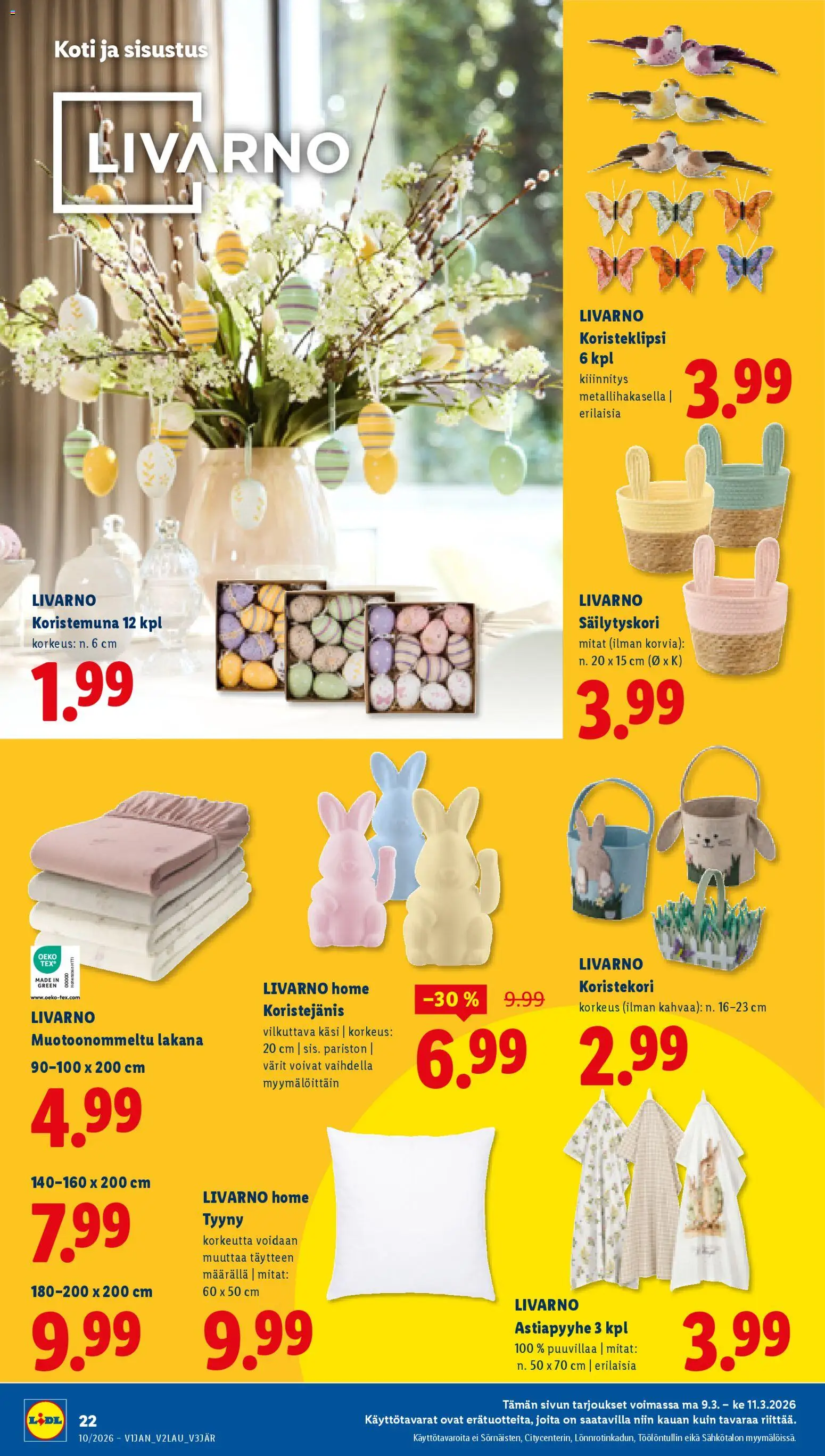 Lidl tarjoukset – voimassa 05.03.2026 alkaen | Sivu: 30 | Tuotteet: Tyyny, Lakana