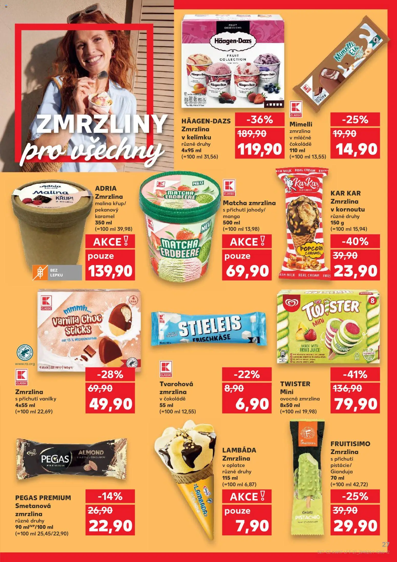 Kaufland leták - Kolín od 22.04.2026 | Strana: 27 | Produkty: Zmrzliny, Zmrzlina, Popcorn, Häagen-Dazs Zmrzlina