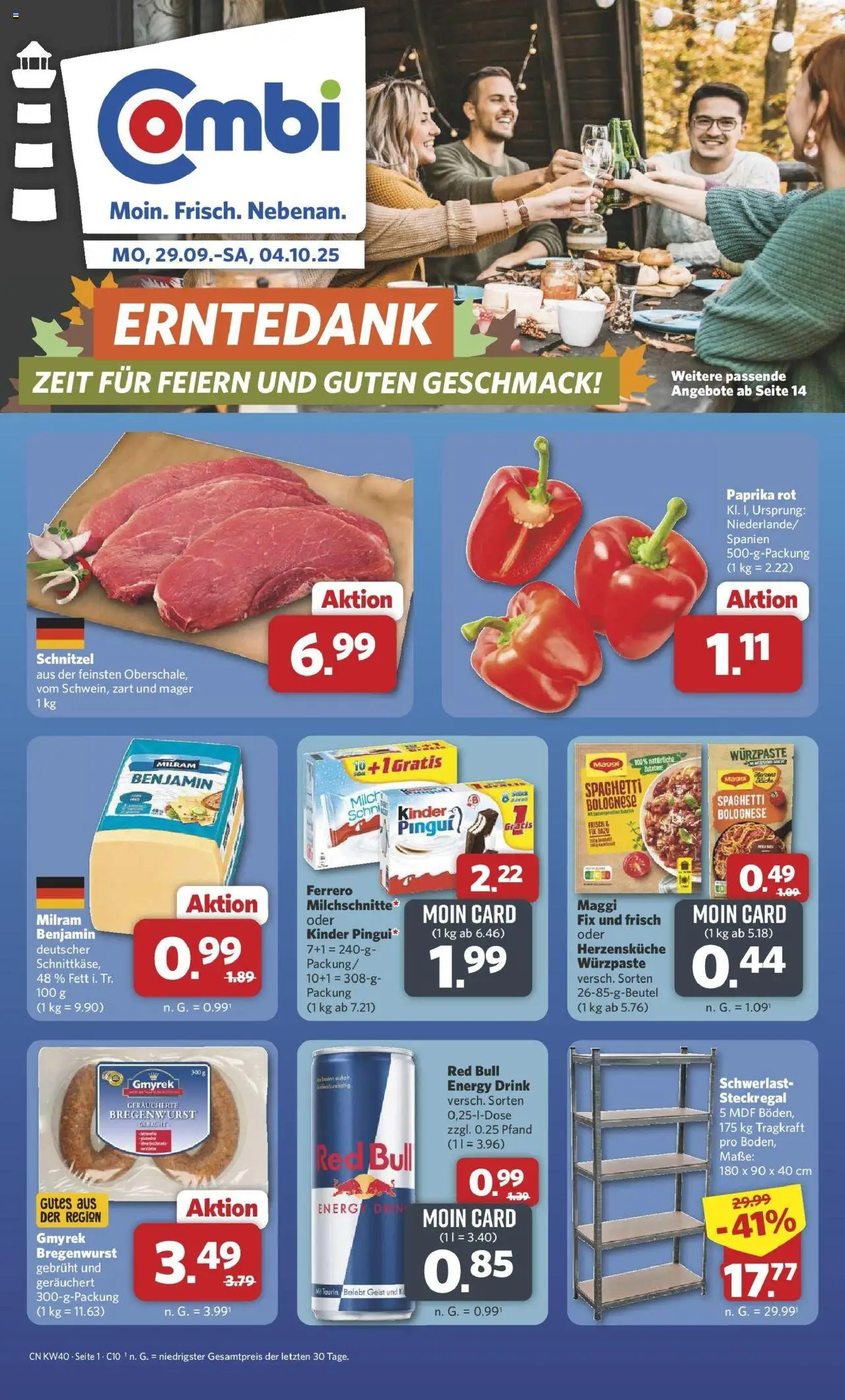 Combi Prospekt Celle	 – gültig ab 28.09.2025 | Seite: 1 | Produkte: Red bull, Maggi, Paprika rot, Milram