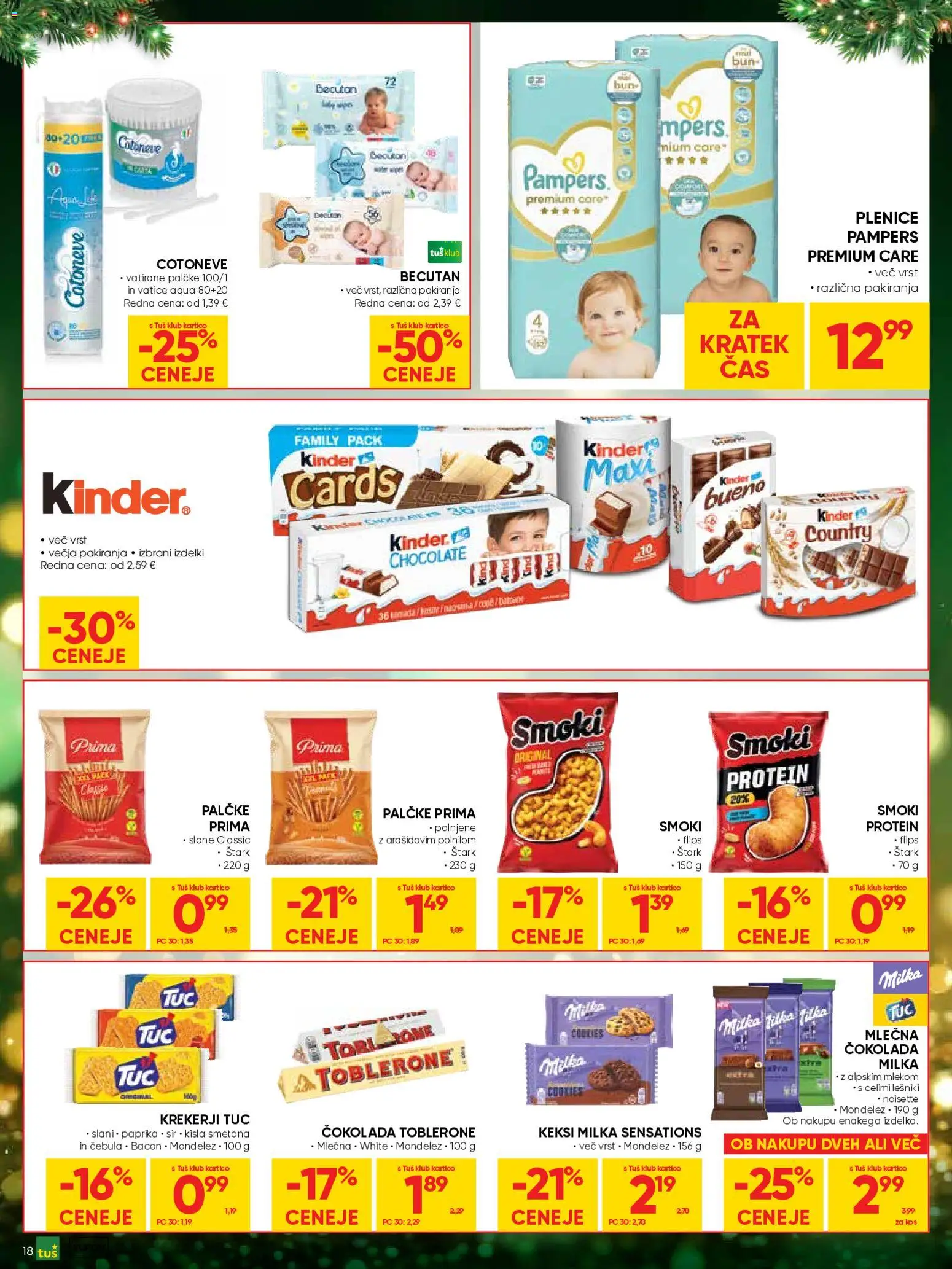 Novi Tuš katalog ponudbe – veljaven od 23.12.2025 | Stran: 18 | Izdelki: Kos, Flips, Sir, Cokolada