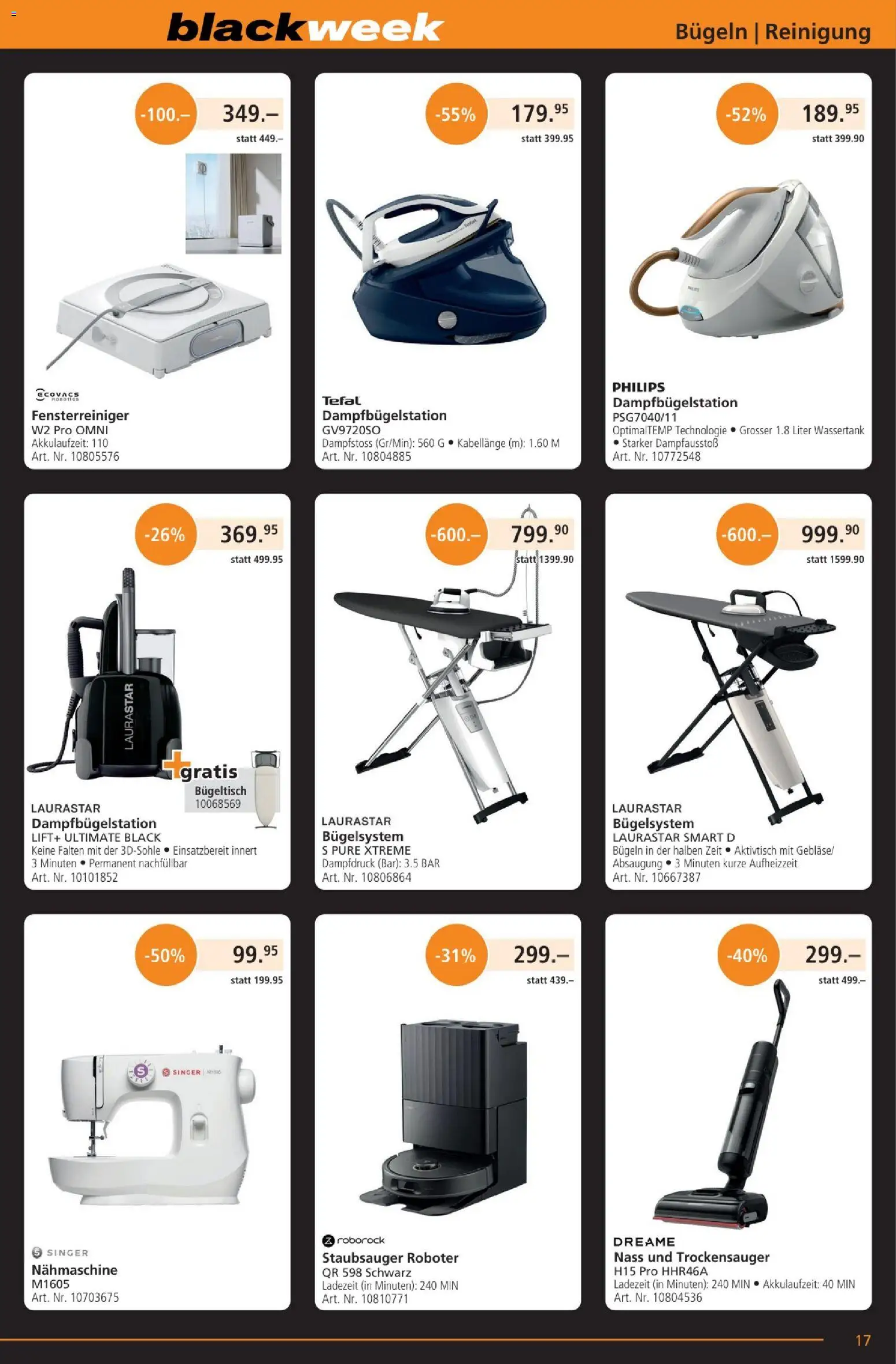Fust - Black Friday – gültig ab 25.11.2025 | Seite: 17 | Produkte: Roboter, Nähmaschine, Staubsauger, Philips