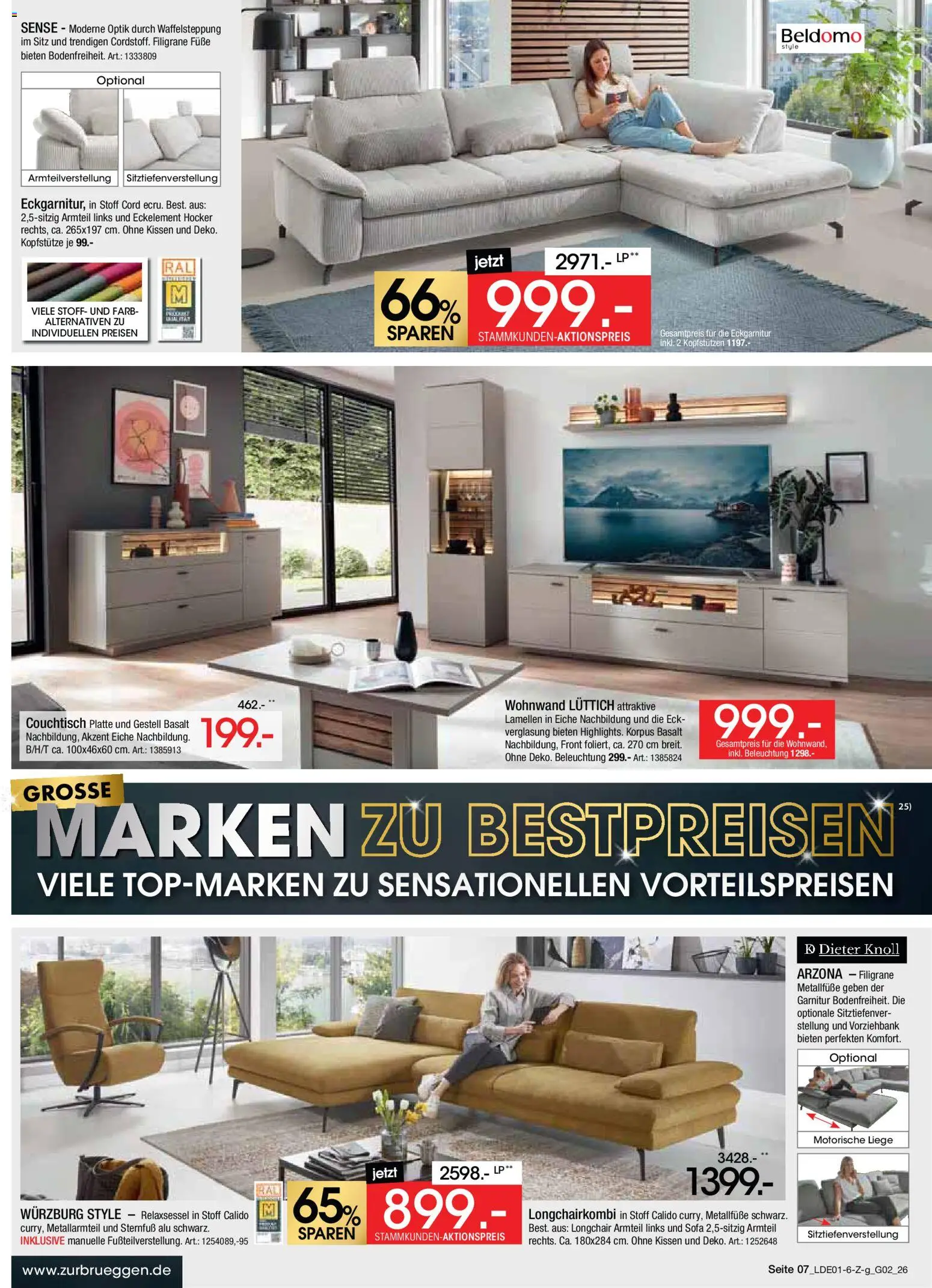 Zurbrüggen Große Marken-Sensation – gültig ab 31.01.2026 | Seite: 7 | Produkte: Wohnwand, Sofa, Couchtisch, Liege