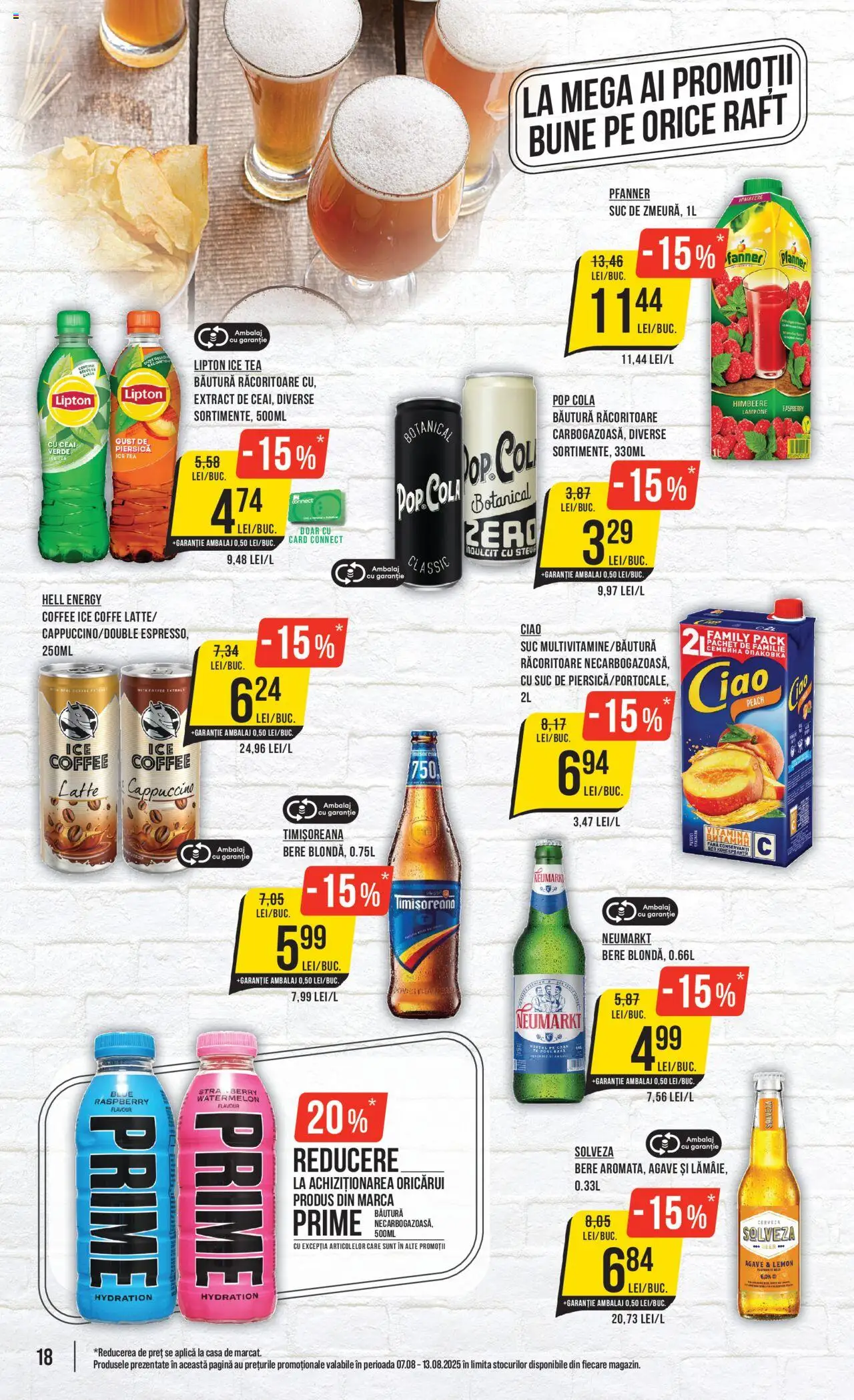 Catalog Mega Image – valabil de la 07.08.2025 | Pagină: 18 | Produse: Piersică, Raft, Suc, Bere