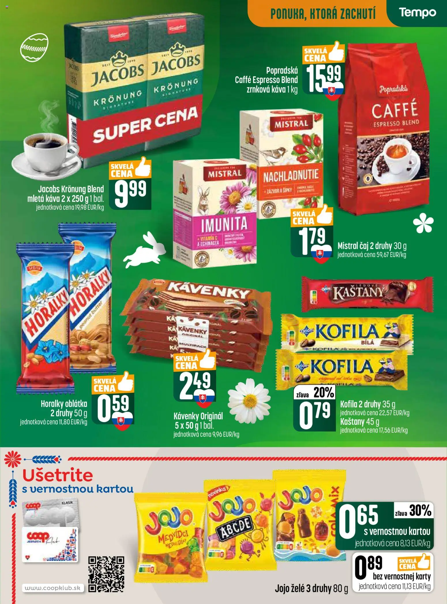 Nové COOP Jednota akcie – leták je platný od 19.03.2026 | Strana: 17 | Produkty: Káva, Čaj, Horálky, Zrnková káva