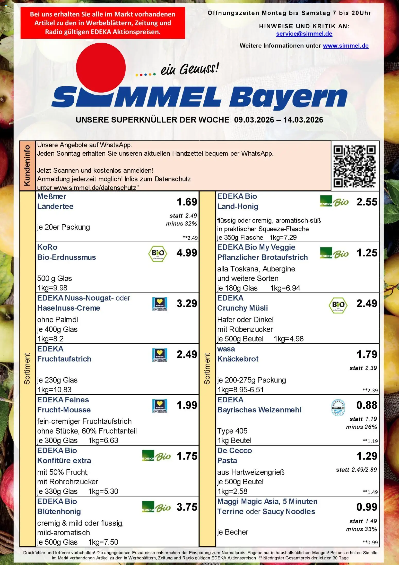 Simmel Bayern – gültig ab 09.03.2026 | Seite: 1 | Produkte: Maggi, Messmer, Aubergine, Pasta