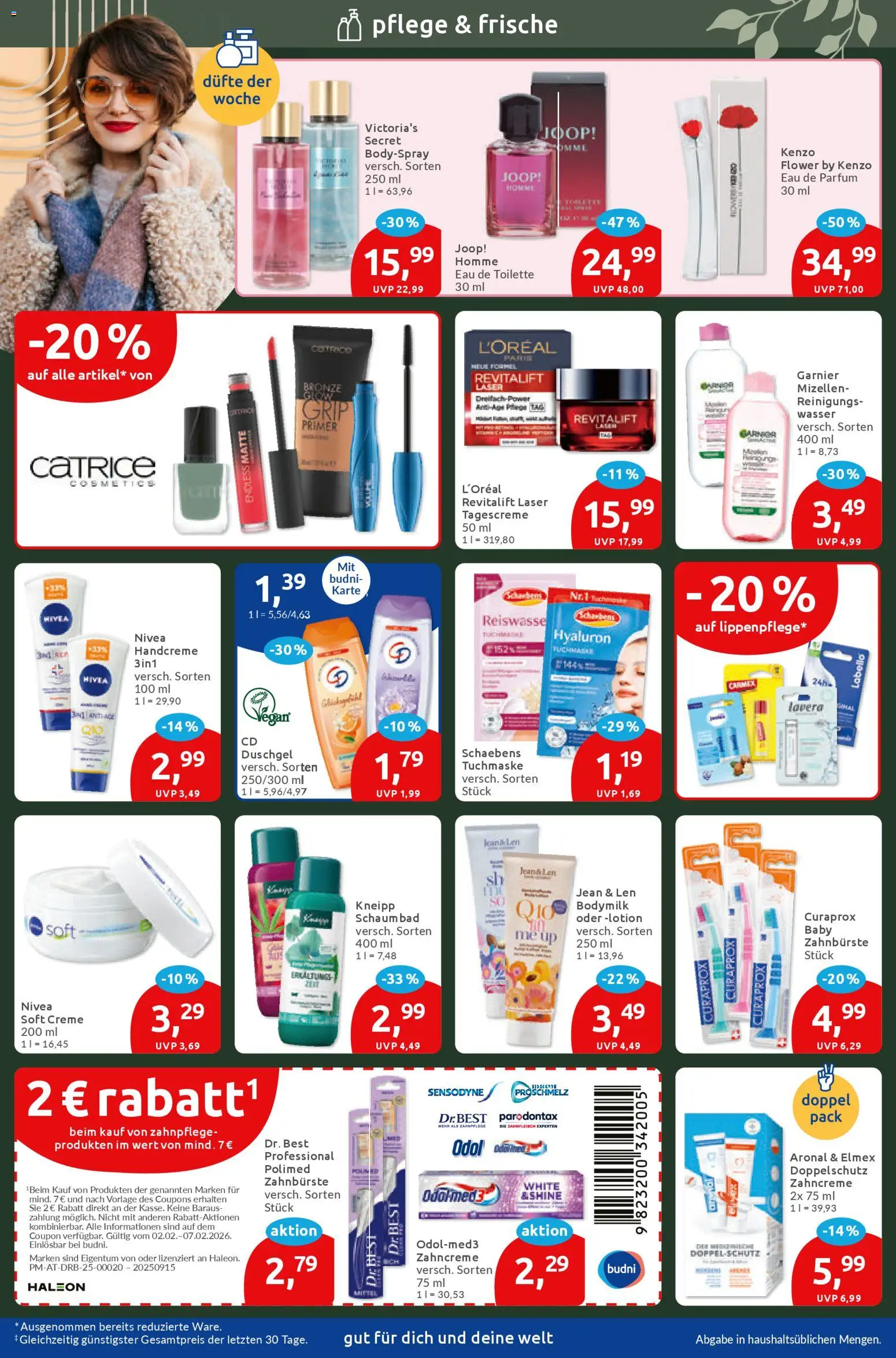 Budni Prospekt 	 – gültig ab 02.02.2026 | Seite: 2 | Produkte: Toilette, Parfüm, Zahnbürste, Tuchmaske