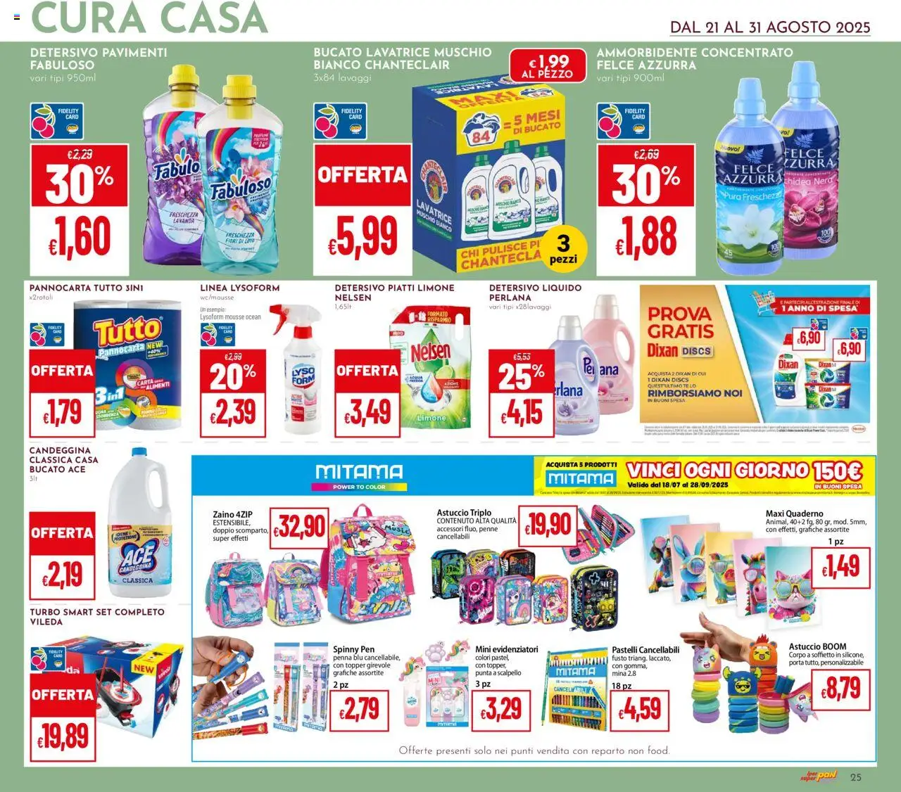 Volantino Pan del 21.08.2025 | Pagina: 25 | Prodotti: Ammorbidente, Astuccio, Quaderno, Pastelli