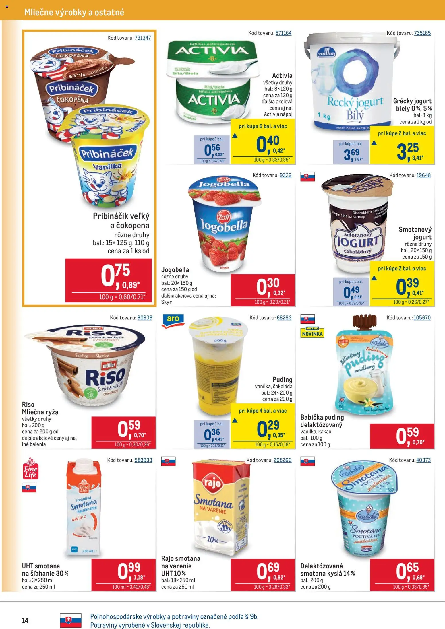 Nové Metro akcie – leták je platný od 25.02.2026 | Strana: 14 | Produkty: Skyr, Puding, Grécky jogurt, Kakao