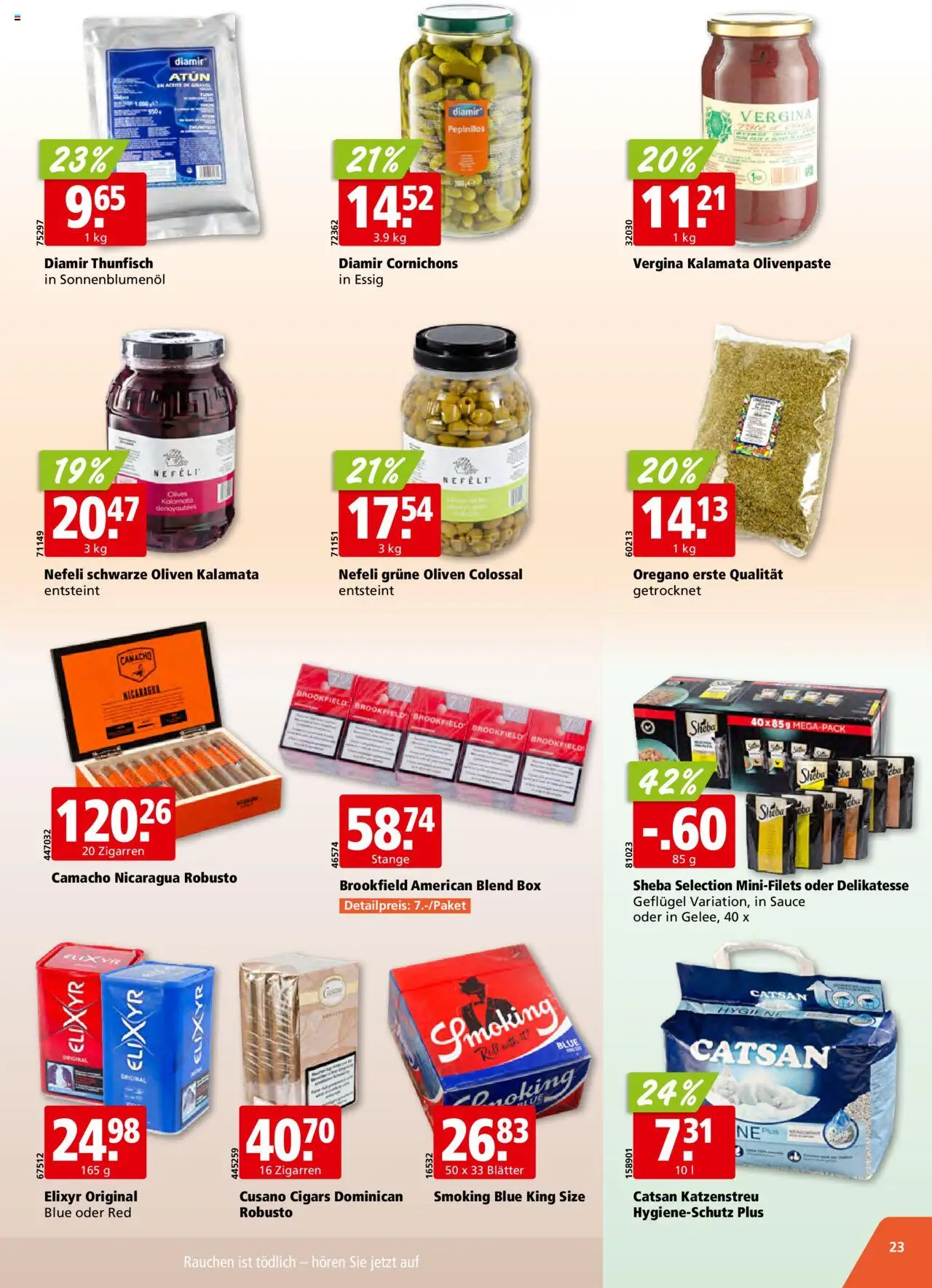 Aligro Aktionen Schlieren, Gossau SG, Frauenfeld, Rapperswil-Jona, Sargans, Bern, Brüttisellen, Pratteln, Emmen, Spreitenbach ab 11.08.2025 | Seite: 23 | Produkte: Smoking, Box, Essig