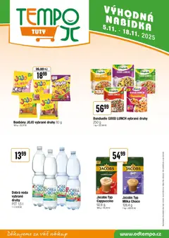 Náhled letáku Tempo leták - Tuty od 05.11.2025 | Strana: 11 | Produkty: Jojo, Dobrá voda, Milka, Cappuccino