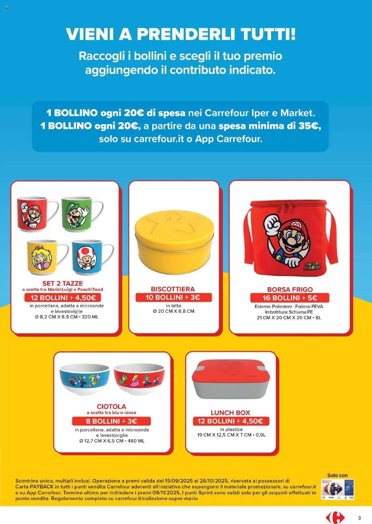 Volantino Carrefour del 15.09.2025 | Pagina: 3 | Prodotti: Microonde, Lavastoviglie, Borsa, Ciotola