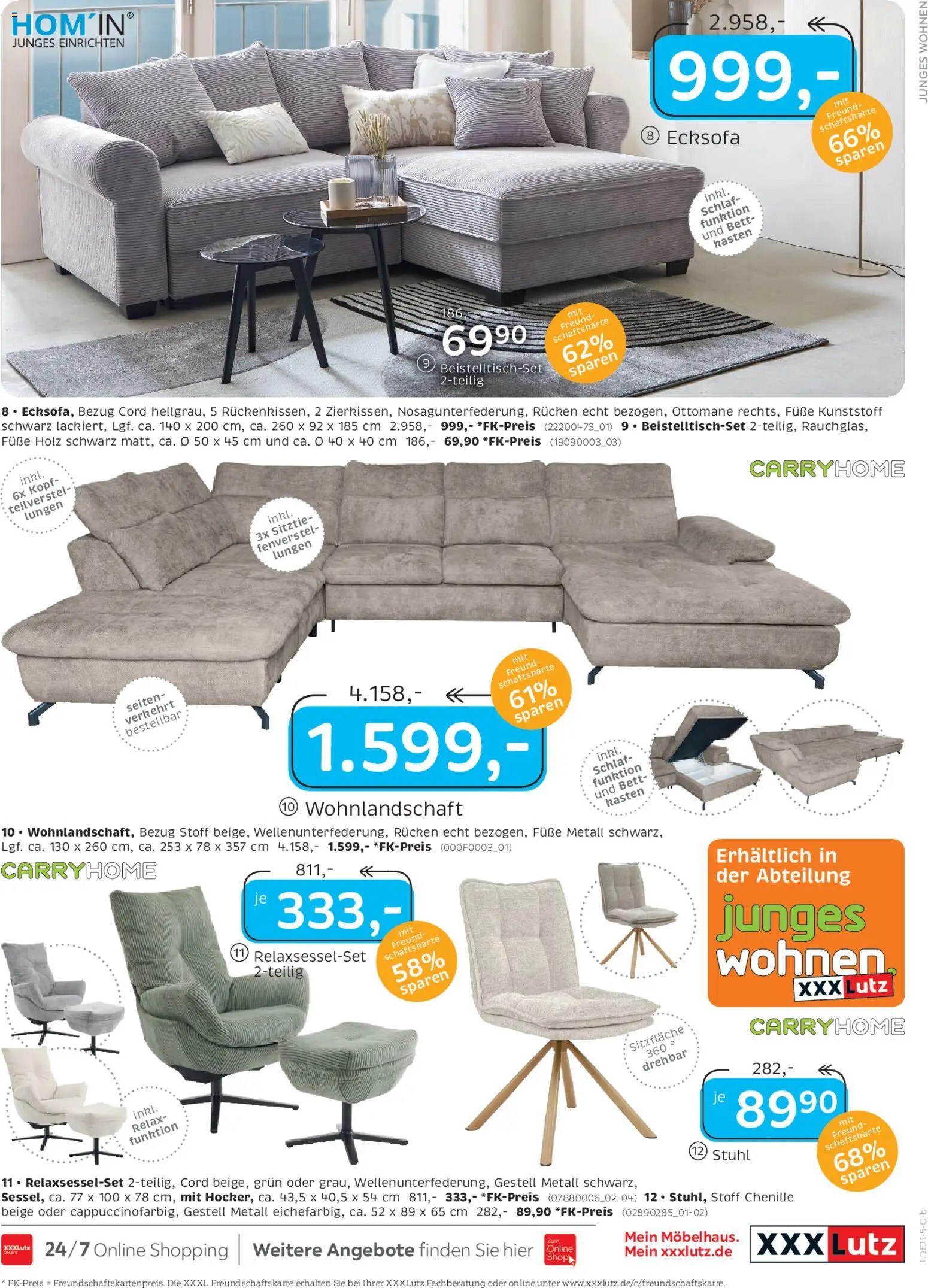 XXXL Lutz Nr. 1 beim Preis – gültig ab 02.11.2025 | Seite: 25 | Produkte: Wohnlandschaft, Ecksofa, Bett, Stuhl