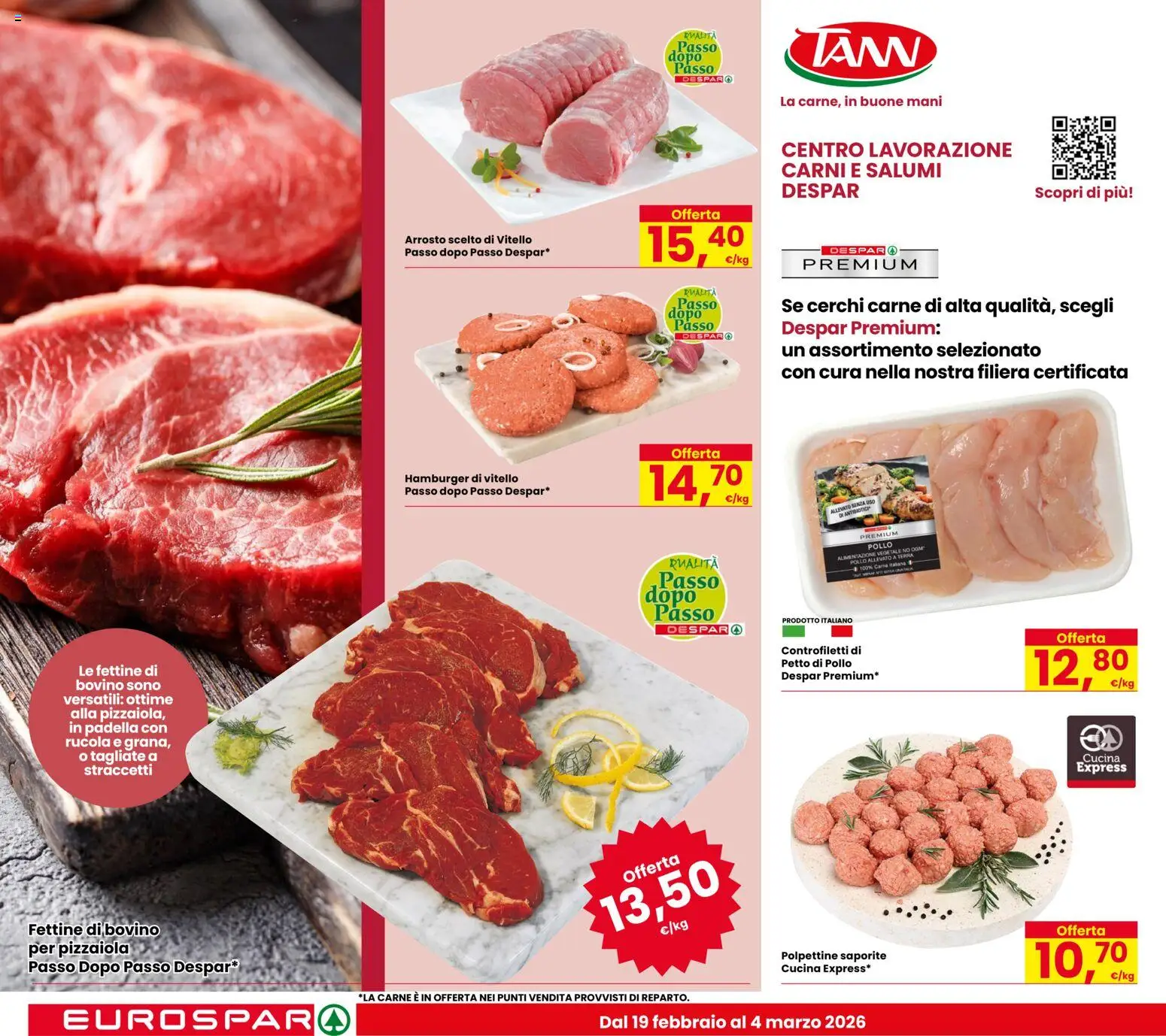 Volantino Eurospar del 19.02.2026 | Pagina: 8 | Prodotti: Arrosto, Rucola, Vitello, Hamburger