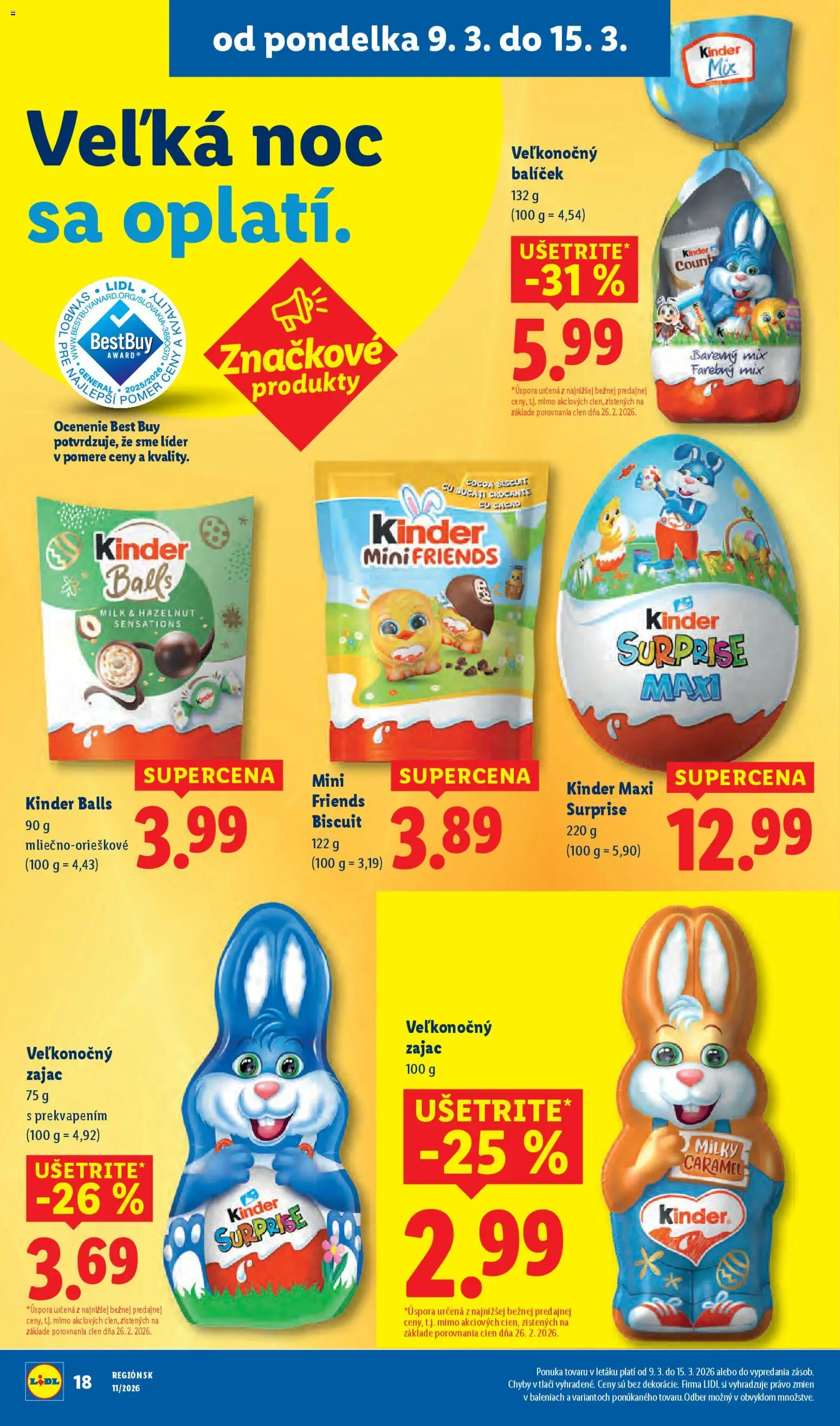 Nové Lidl akcie – leták je platný od 09.03.2026 | Strana: 20 | Produkty: Kinder