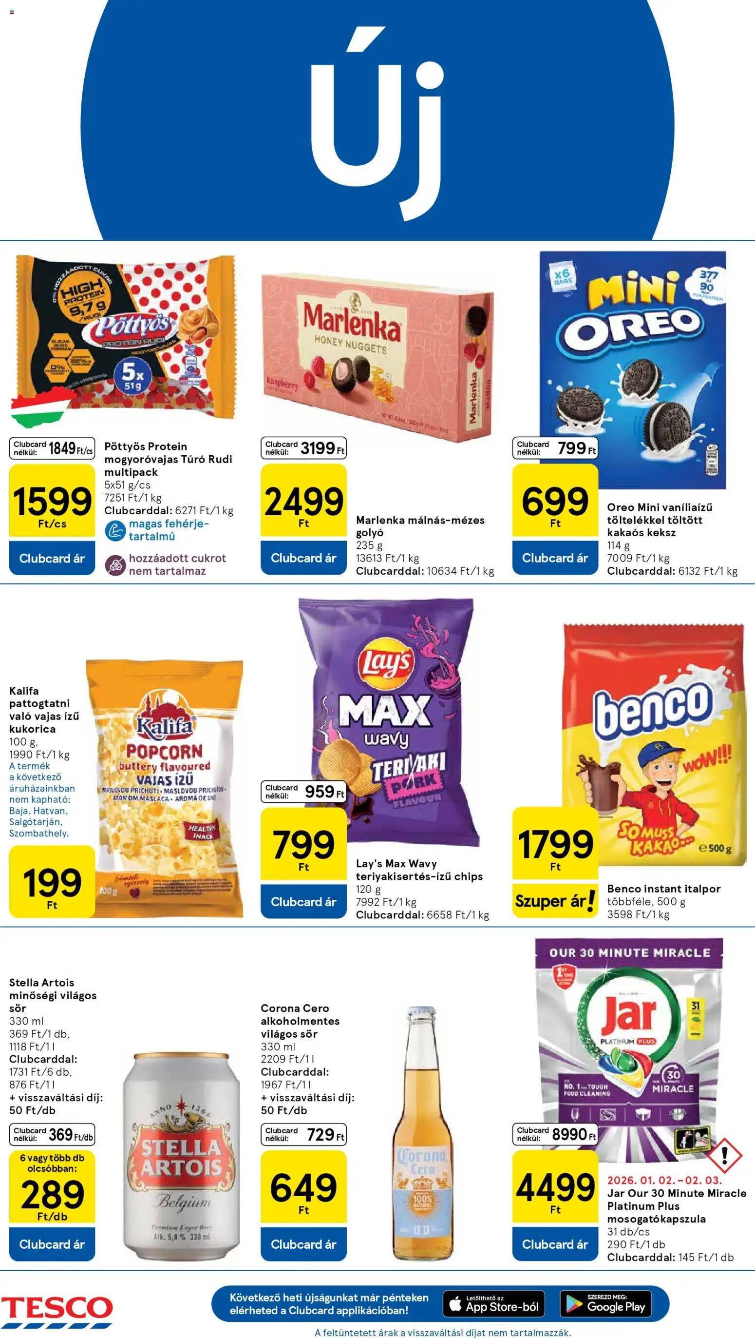 Tesco akciós ujság - amely érvényes a következő dátumtól: 29.01.2026 | Oldal: 20 | Termékek: Chips, Protein, Fehérje, Túró