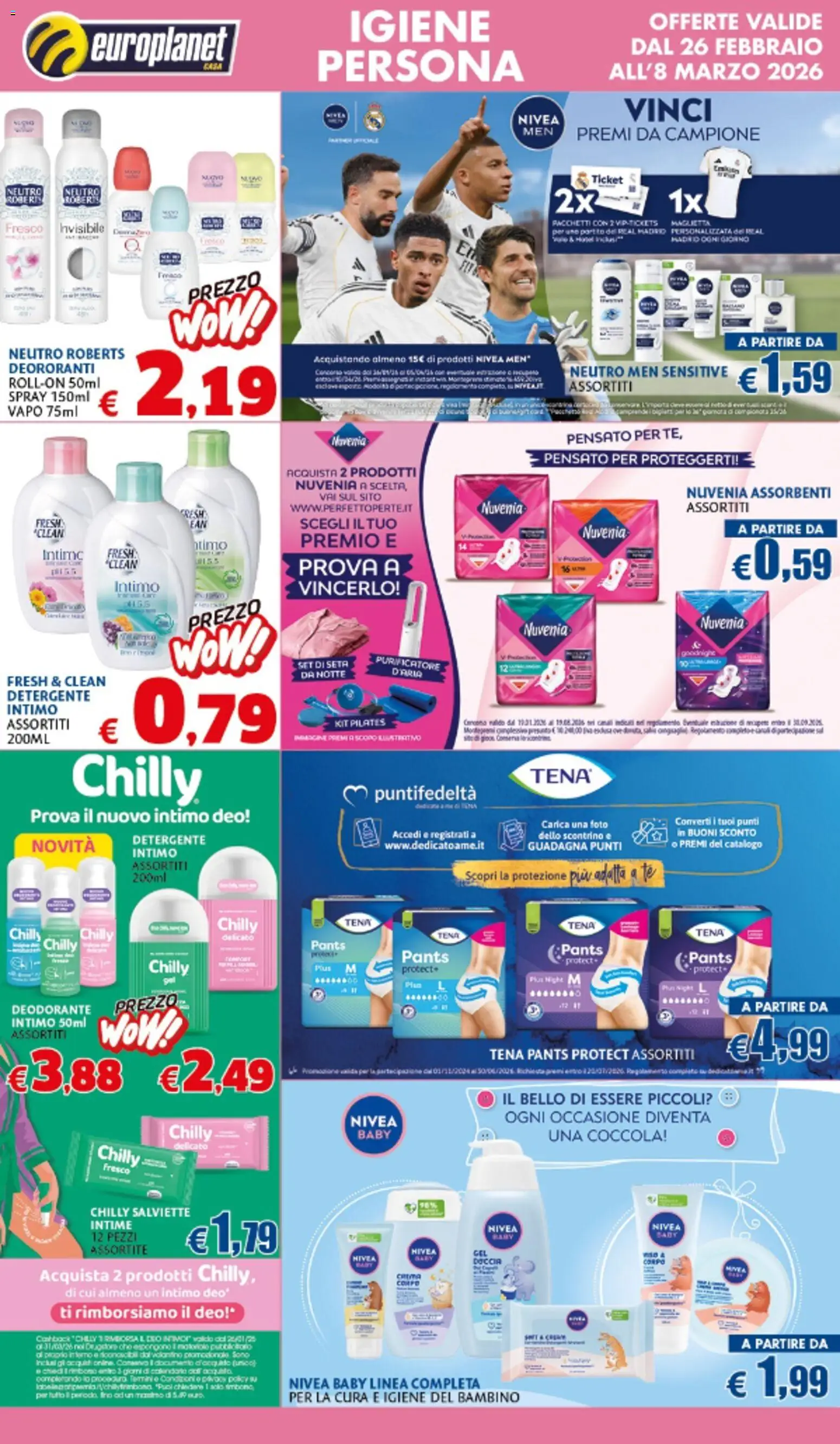 Volantino Europlanet Casa del 26.02.2026 | Pagina: 3 | Prodotti: Crema, Detergente, Intimo, Doccia