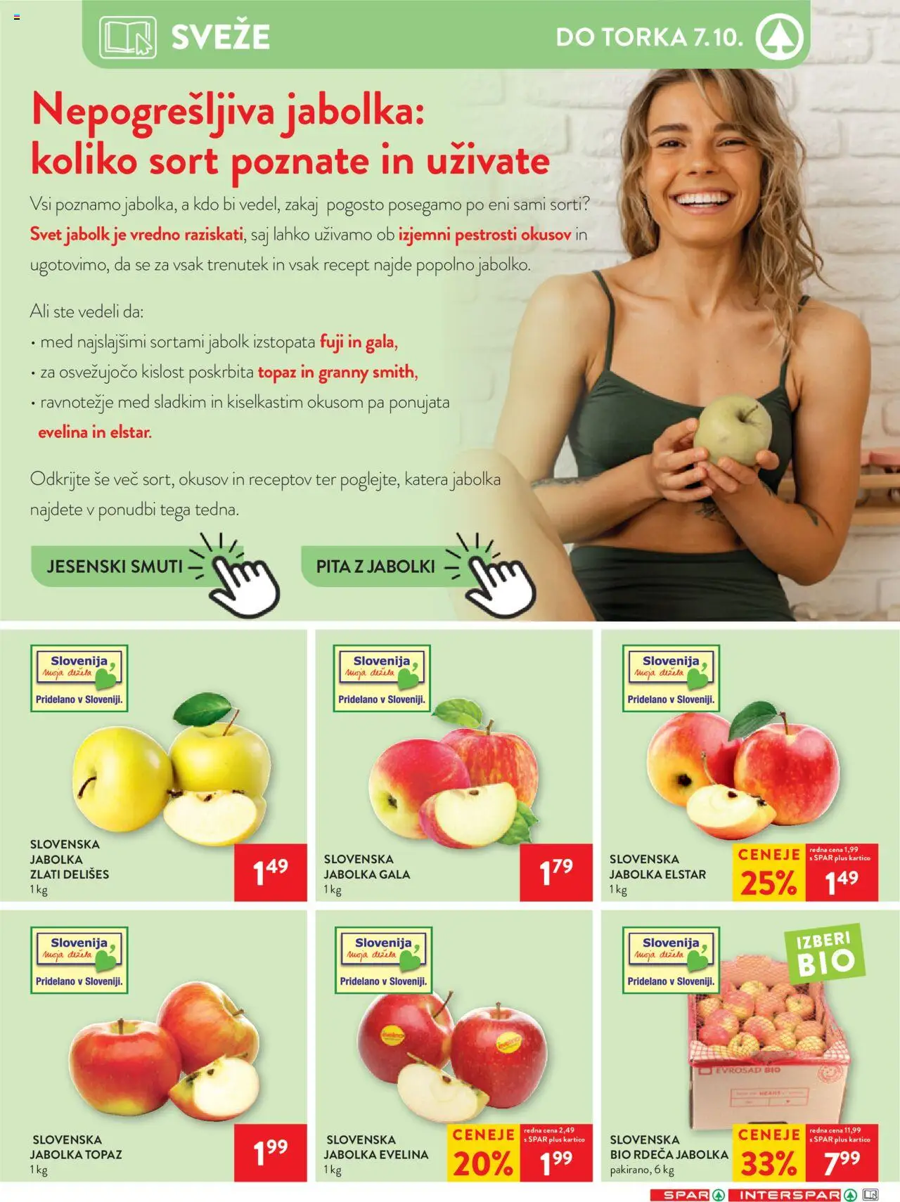 Novi Spar katalog ponudbe – veljaven od 01.10.2025 | Stran: 7 | Izdelki: Pita, Jabolka