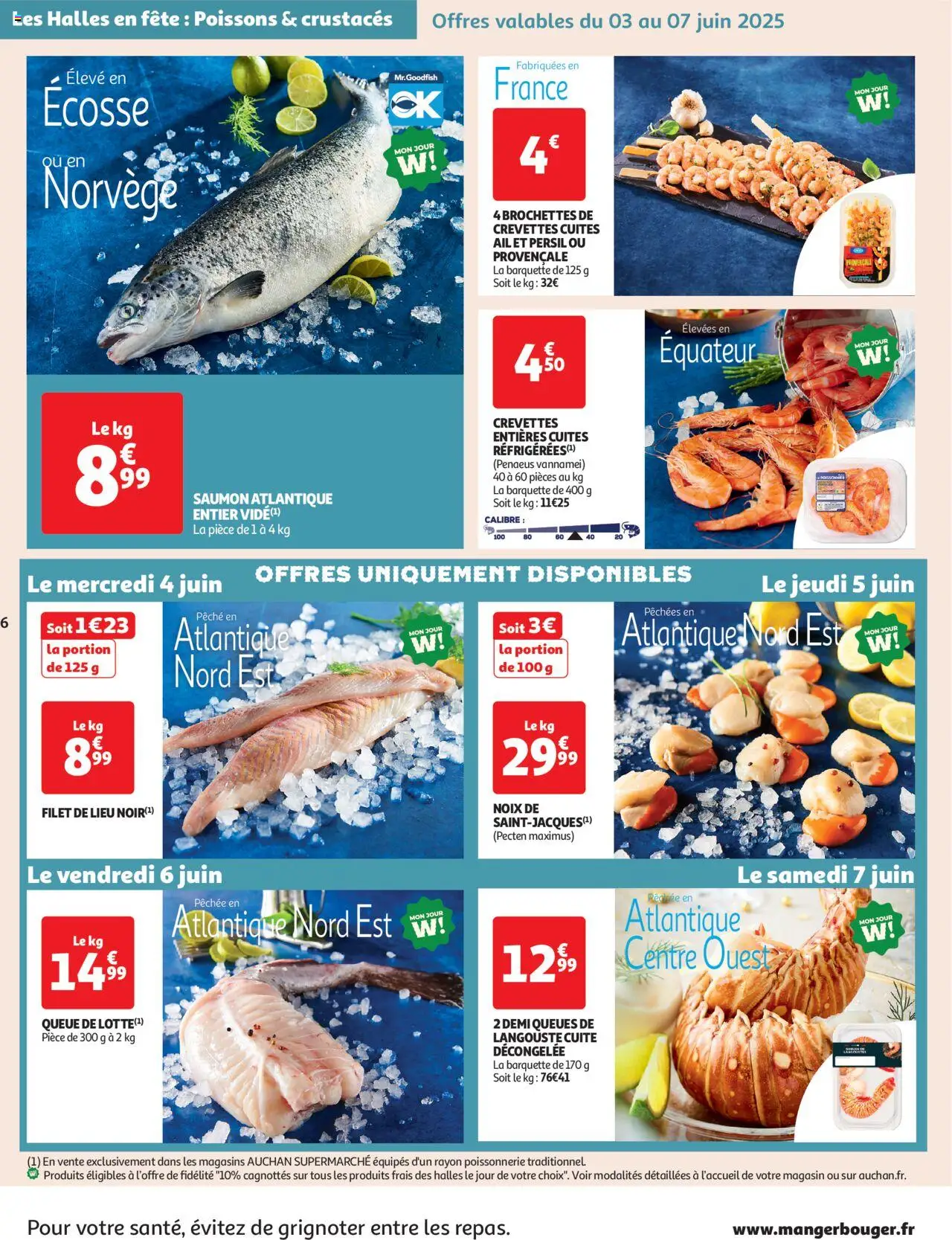  | Page: 6 | Produits: Persil, Saumon atlantique entier vide, Queues de langouste, Crevettes