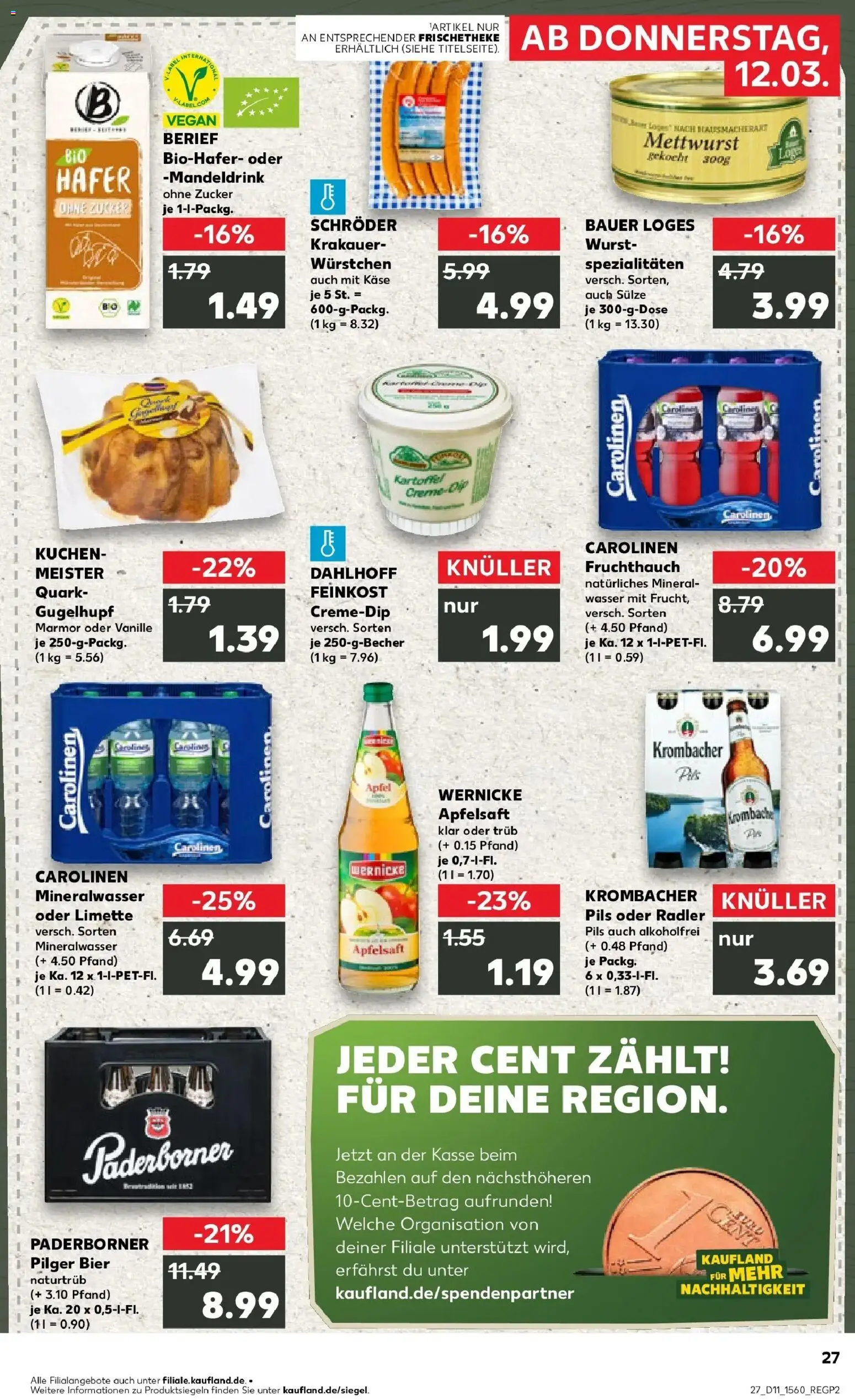 Kaufland Prospekt Paderborn	 – gültig ab 09.03.2026 | Seite: 39 | Produkte: Quark, Bier, Creme, Zucker